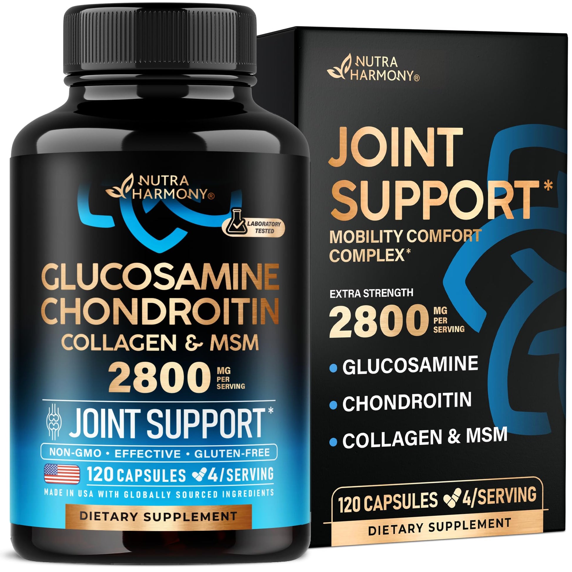 Glucosamine Chondroitin MSM Collagen | HSA | Joint Support Supplement 2800 mg | Made in USA | FSA Approved Product Items | Flexibility Nutritional Vitamins NUTRAHARMONY buy supplements canada