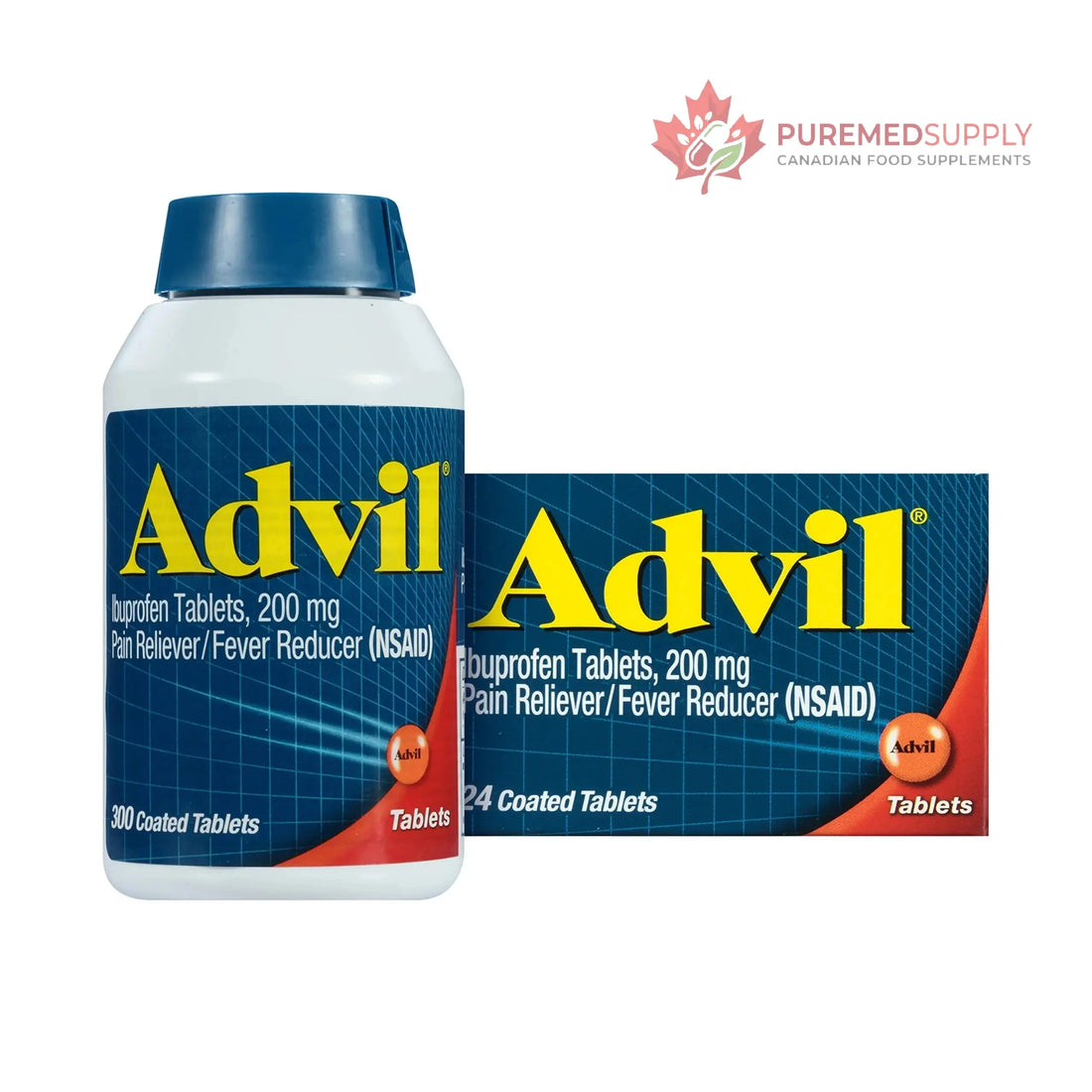 Advil Pain Reliever and Fever Reducer, Pain Relief Medicine with Ibuprofen 200mg for Headache, Backache, Menstrual Pain and Joint Pain Relief - 300+24 Coated Tablets Advil buy supplements canada