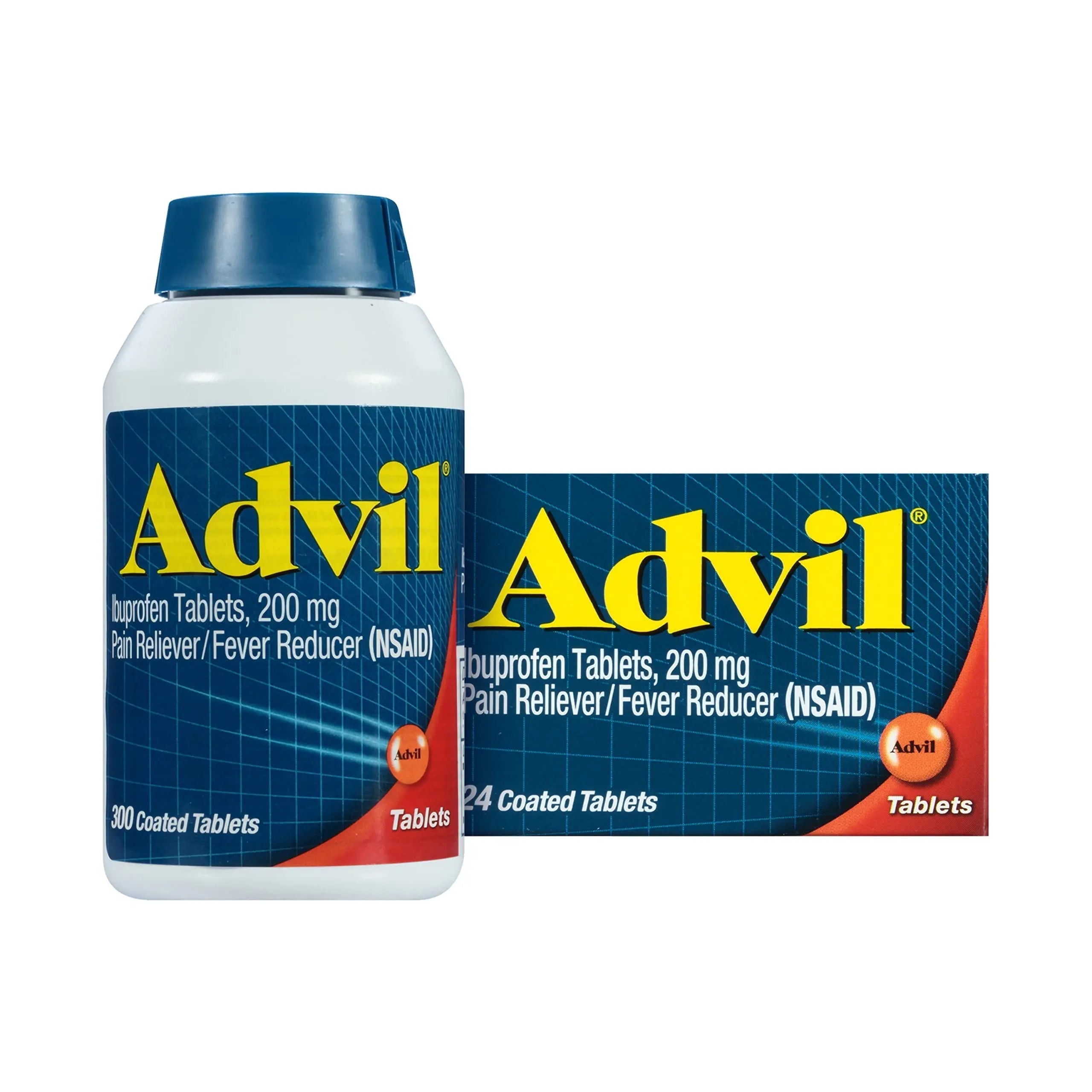 Advil Pain Reliever and Fever Reducer, Pain Relief Medicine with Ibuprofen 200mg for Headache, Backache, Menstrual Pain and Joint Pain Relief - 300+24 Coated Tablets Advil buy supplements canada