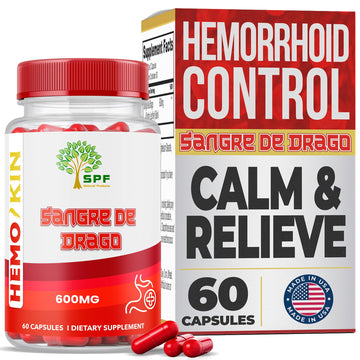 SPF Natural Products HEMOKIN with Sangre de Drago – Hemorrhoid and Fissure Relief Supplement, Helps with Itching, Swelling, Pain Relief (60 Caps) (1) SPF Natural Products buy supplements canada