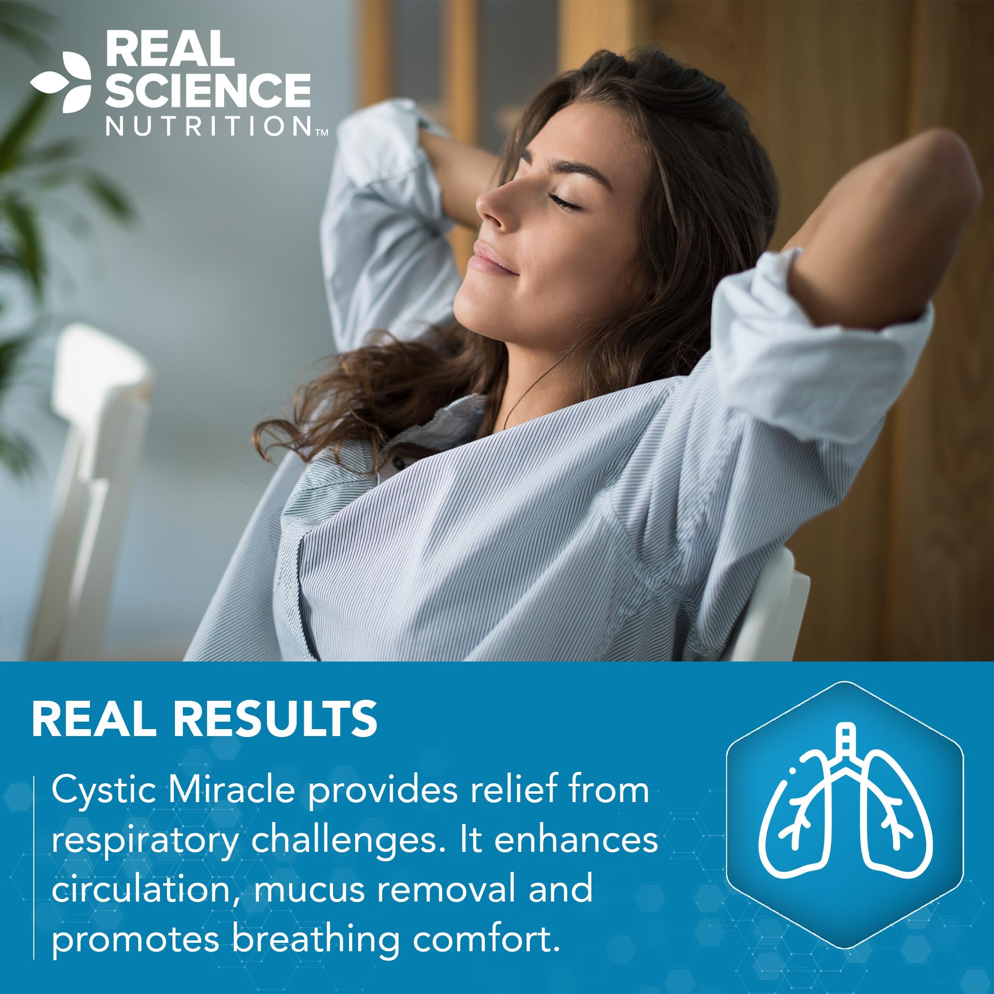 Real Science Cystic Miracle - Lung Support Supplement for Breathing Support and Mucus Clearance – with Vinitrox & GABA to Help Clear Lungs and Aid Respiratory Health, Made in USA, 60 Caps Real Science Nutrition buy supplements canada
