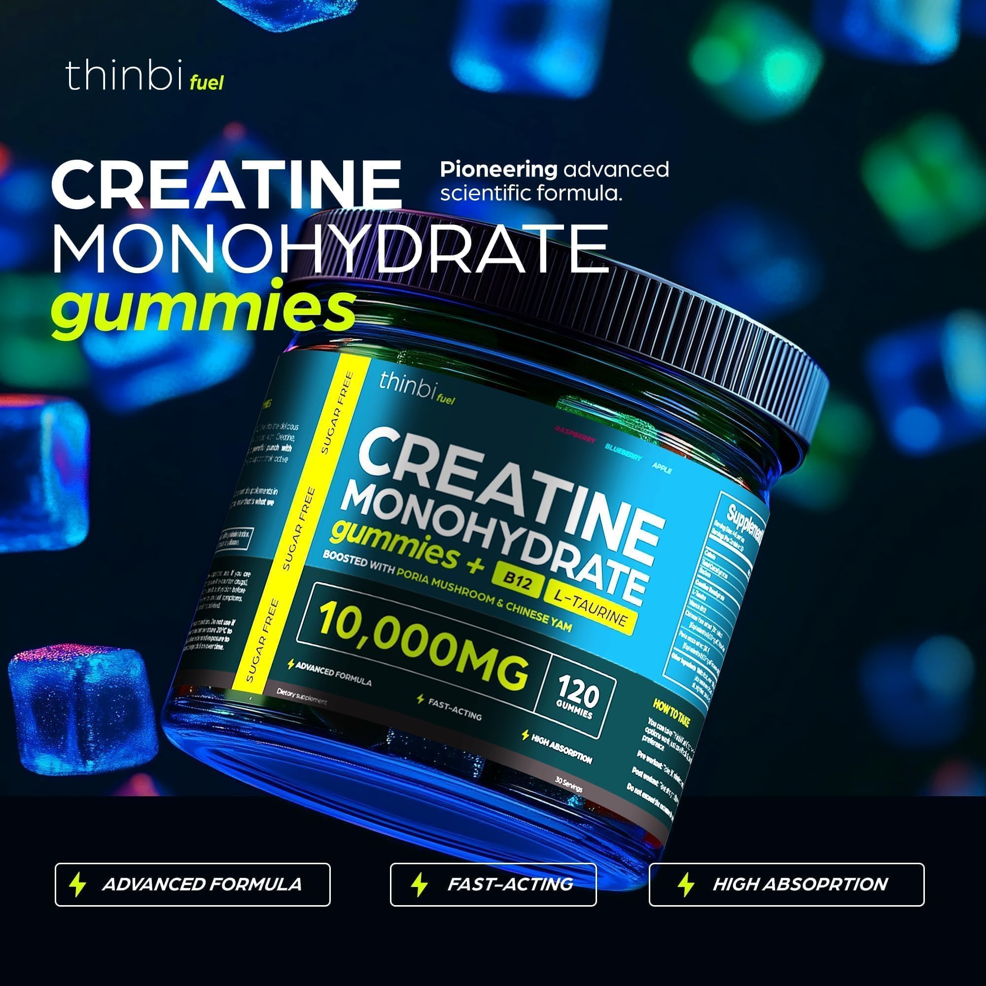 Creatine Gummies Monohydrate Complex 10,000mg for Men & Women -120 Gummies Advanced Formula W/L-Taurine + Vitamin B12 for Muscle Strength, Muscle Builder, Energy Boost, Pre-Workout Supplement -Thinbi Thinbi buy supplements canada