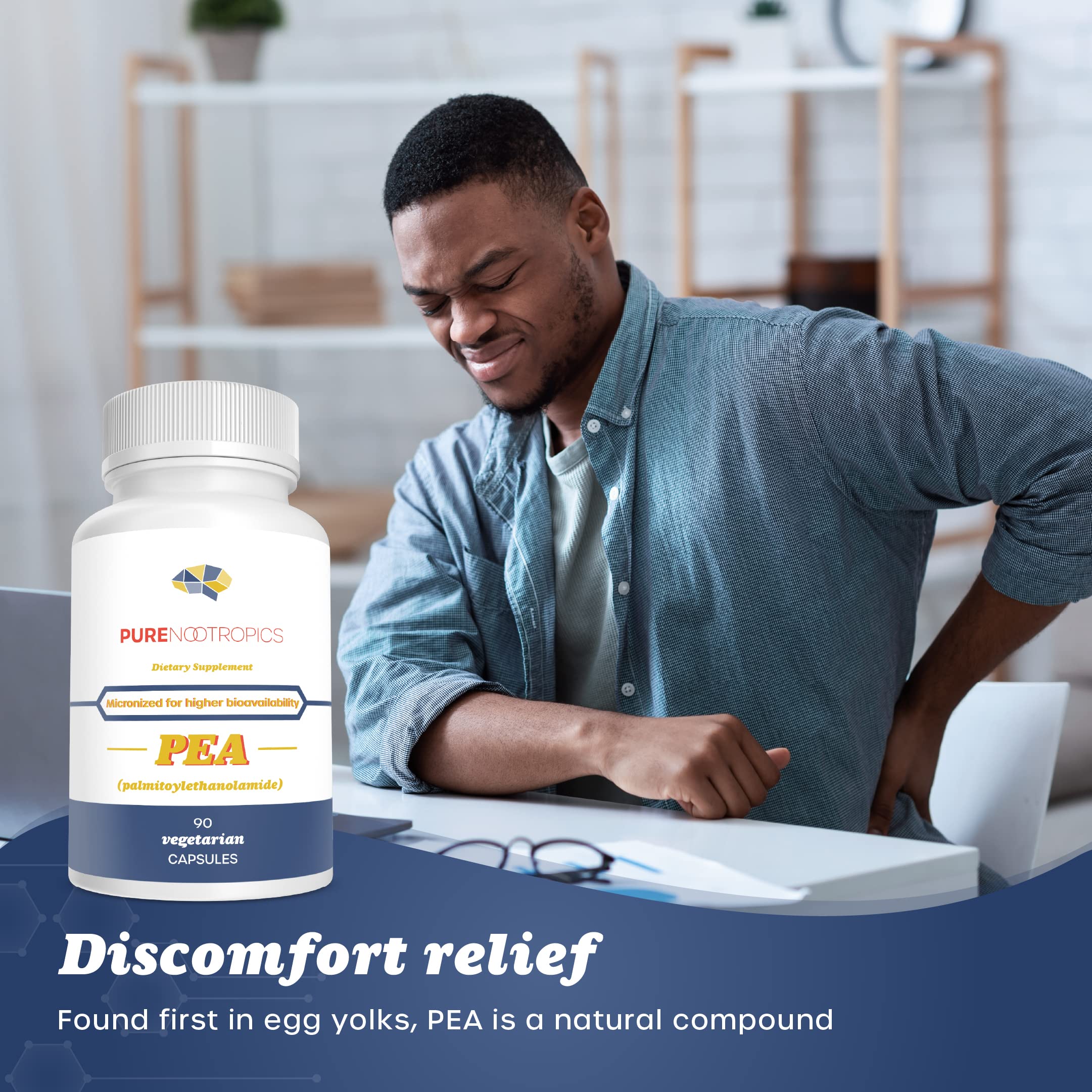 Pure Nootropics - Palmitoylethanolamide (Micronized Pea) 400 mg Capsules | 90 Veg Caps Value Pack | Supports Relief from Occasional Discomfort | Supports Immune System Pure Nootropics buy supplements canada