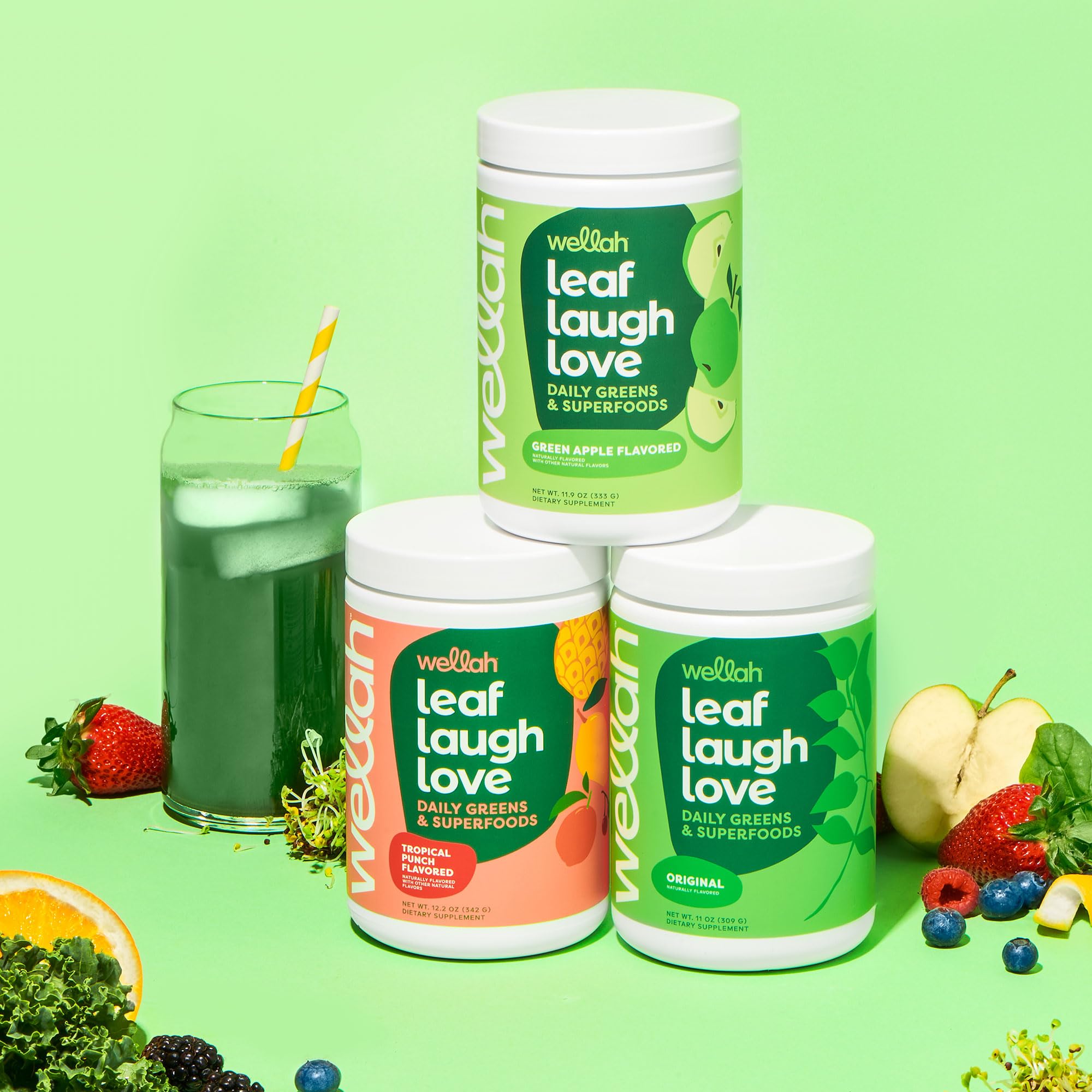 Wellah Leaf, Laugh, Love Super Greens Powder (Unflavored) 30 Servings - Superfood Supplement Drink Mix Wellah buy supplements canada