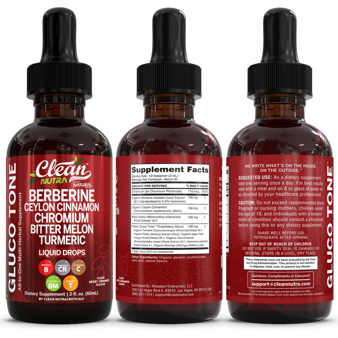 Clean Nutra Berberine with Ceylon Cinnamon Supplement Liquid Drops + Bitter Melon Extract, Glucomannan, Gymnema, Chromium Clean Nutraceuticals buy supplements canada