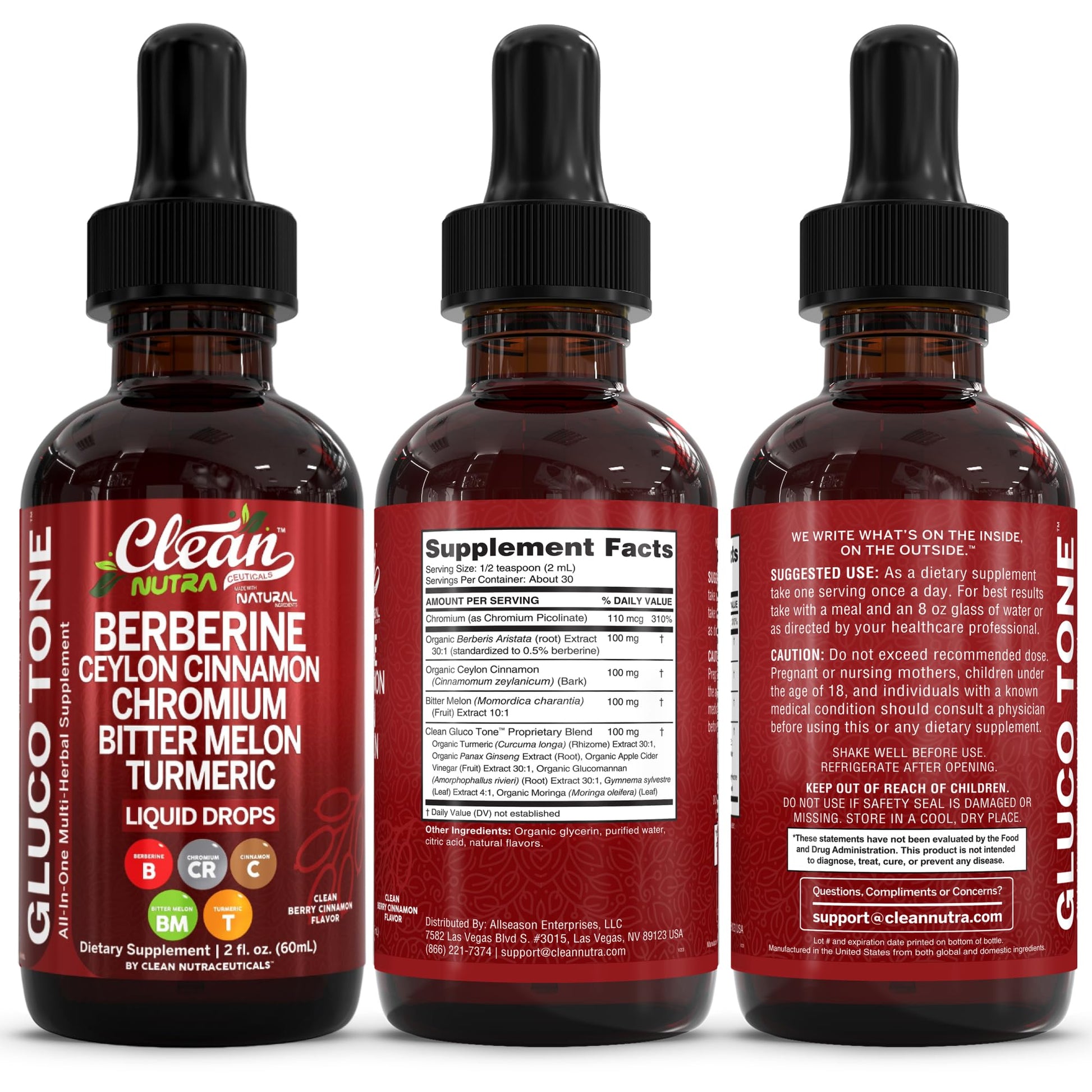 Clean Nutra Berberine with Ceylon Cinnamon Supplement Liquid Drops + Bitter Melon Extract, Glucomannan, Gymnema, Chromium Clean Nutraceuticals buy supplements canada