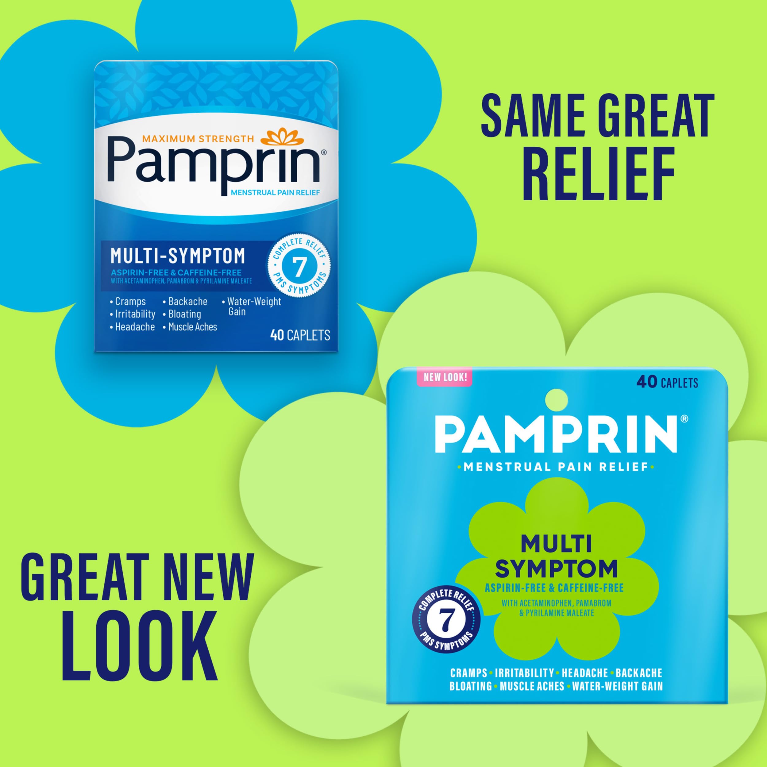 Pamprin Multi-Symptom Formula, with Acetaminophen, Menstrual Period Symptoms Relief including Cramps, Pain, Bloating, and Irritability 40 Caplets Pamprin buy supplements canada