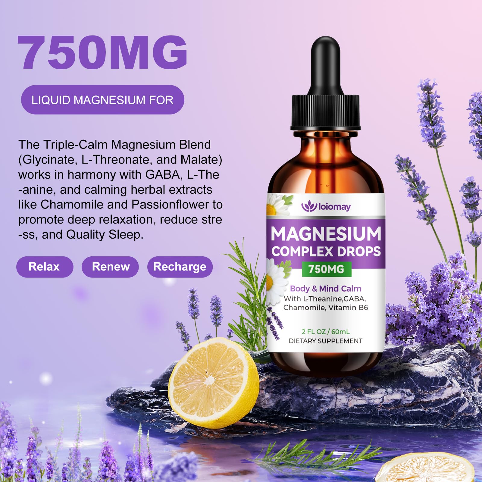 Magnesium Glycinate Liquid Drops for Women & Men, Triple Calm Magnesium Complex Supplement with L-Threonate, Malate, L-Theanine for Kids Adults Calm, Sleep & Mood, Sugar-Free, Natural Flavor, 2 fl oz loiomay buy supplements canada
