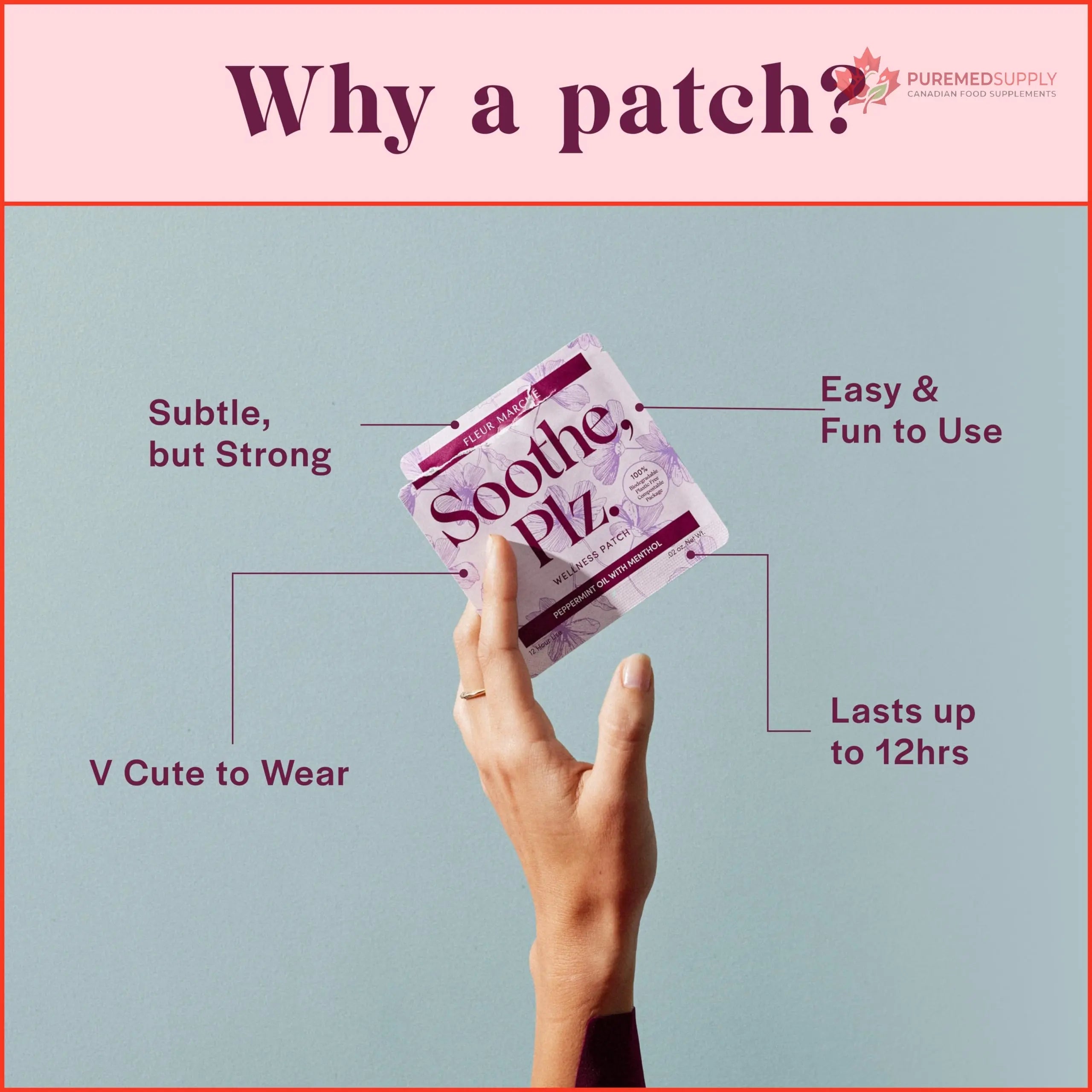 Fleur Marche Soothe, Plz. Botanical Patch - Muscle Recovery Patch with Peppermint Oil & Menthol - Post Night Out, Post Workout, or Daily Relief - Highly Bioavailable - 7 Patches Fleur Marché buy supplements canada