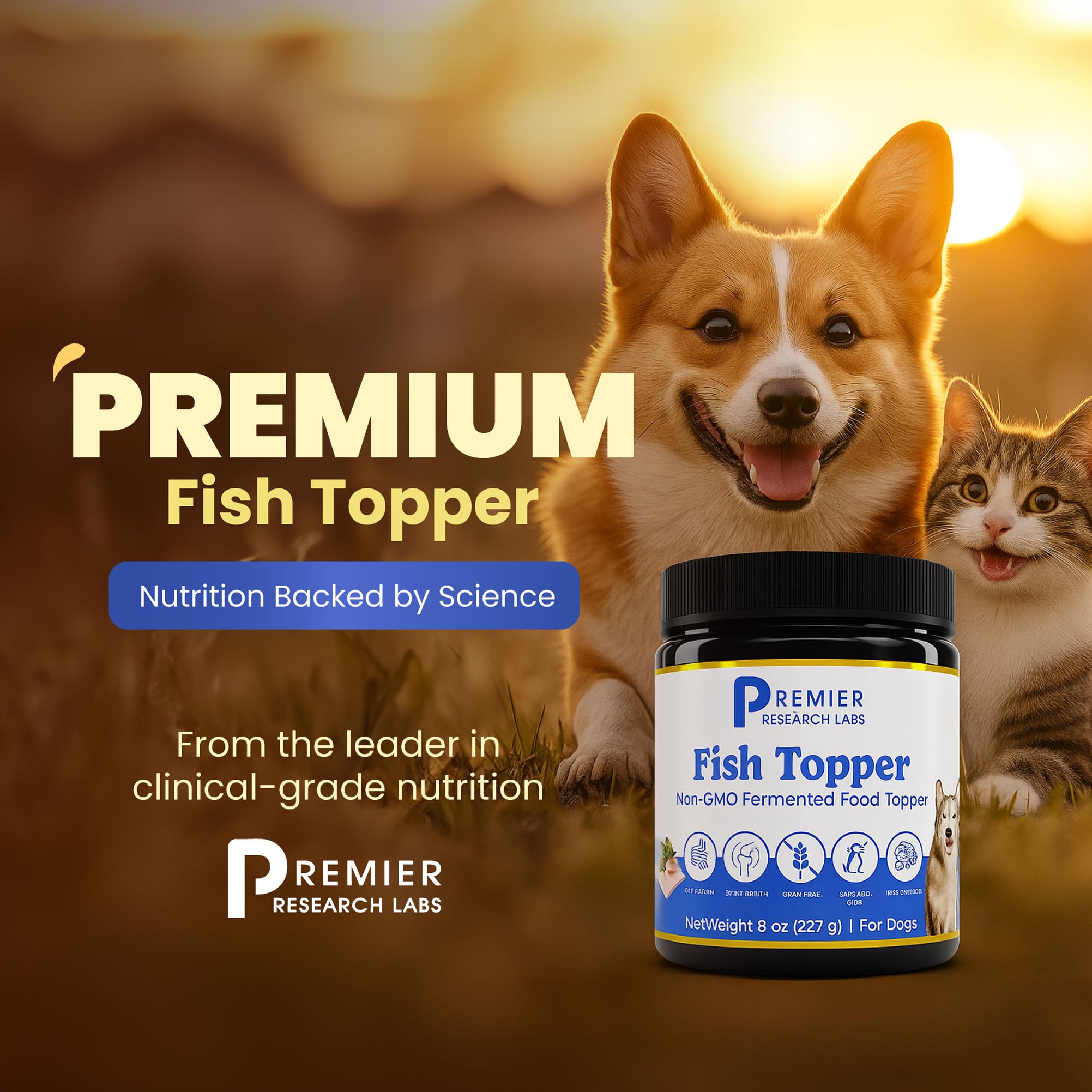 Premier Research Labs Fish Topper - Dried Dog Food Topper for Pets, Meal Mix Ins for Kibble, Supports Gut & Joint Health, Natural Source of Protein, Fermented, Grain Free, Non GMO - 16 oz Premier Research Labs buy supplements canada