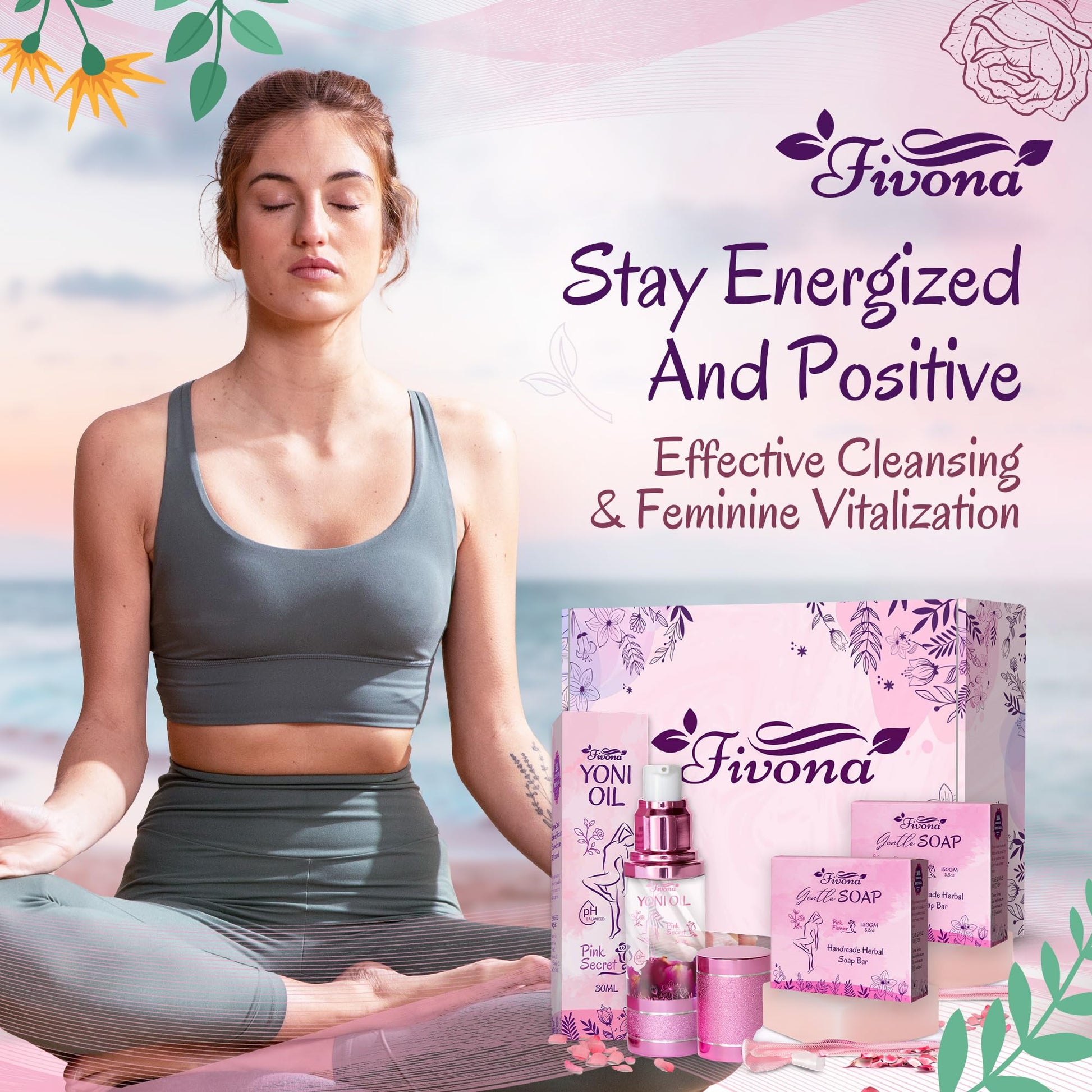 FIVONA 3 in 1 Set of Yoni Oil with 2 Yoni Soap Bars - Feminine pH Balanced Natural Vaginal Oil 30 ml FIVONA buy supplements canada
