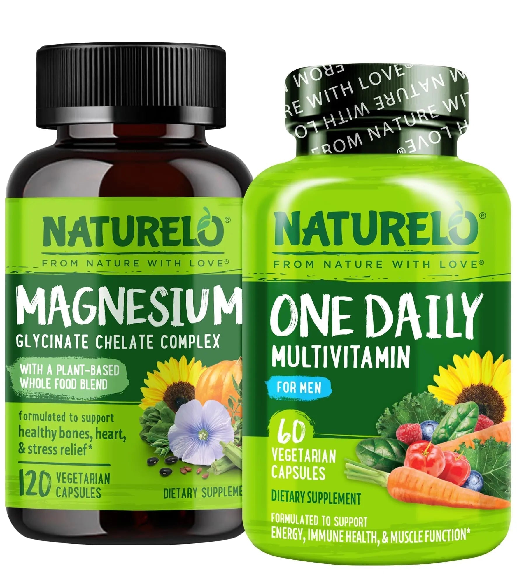 NATURELO One Daily Multivitamin for Men with Vitamins, Minerals & Organic Whole Foods - 60 Capsules and Magnesium Glycinate Chelate Complex NATURELO buy supplements canada
