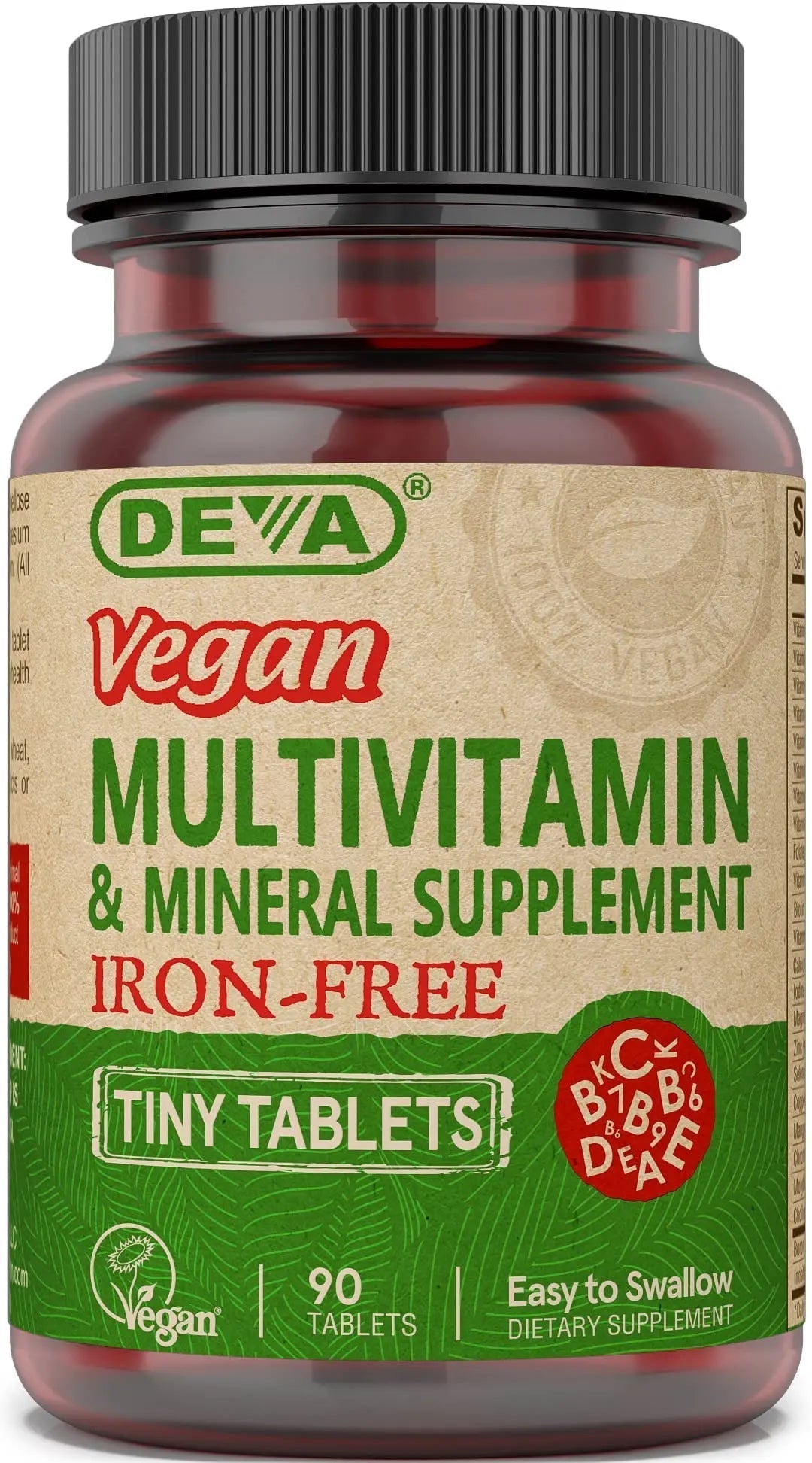 DEVA Vegan Iron-Free Multivitamin & Mineral Supplement, Vitamin C, D2, E & B-Complex, Biotin, 90 Tiny Tablets DEVA buy supplements canada