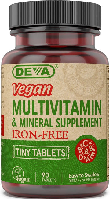 DEVA Vegan Iron-Free Multivitamin & Mineral Supplement, Vitamin C, D2, E & B-Complex, Biotin, 90 Tiny Tablets DEVA buy supplements canada