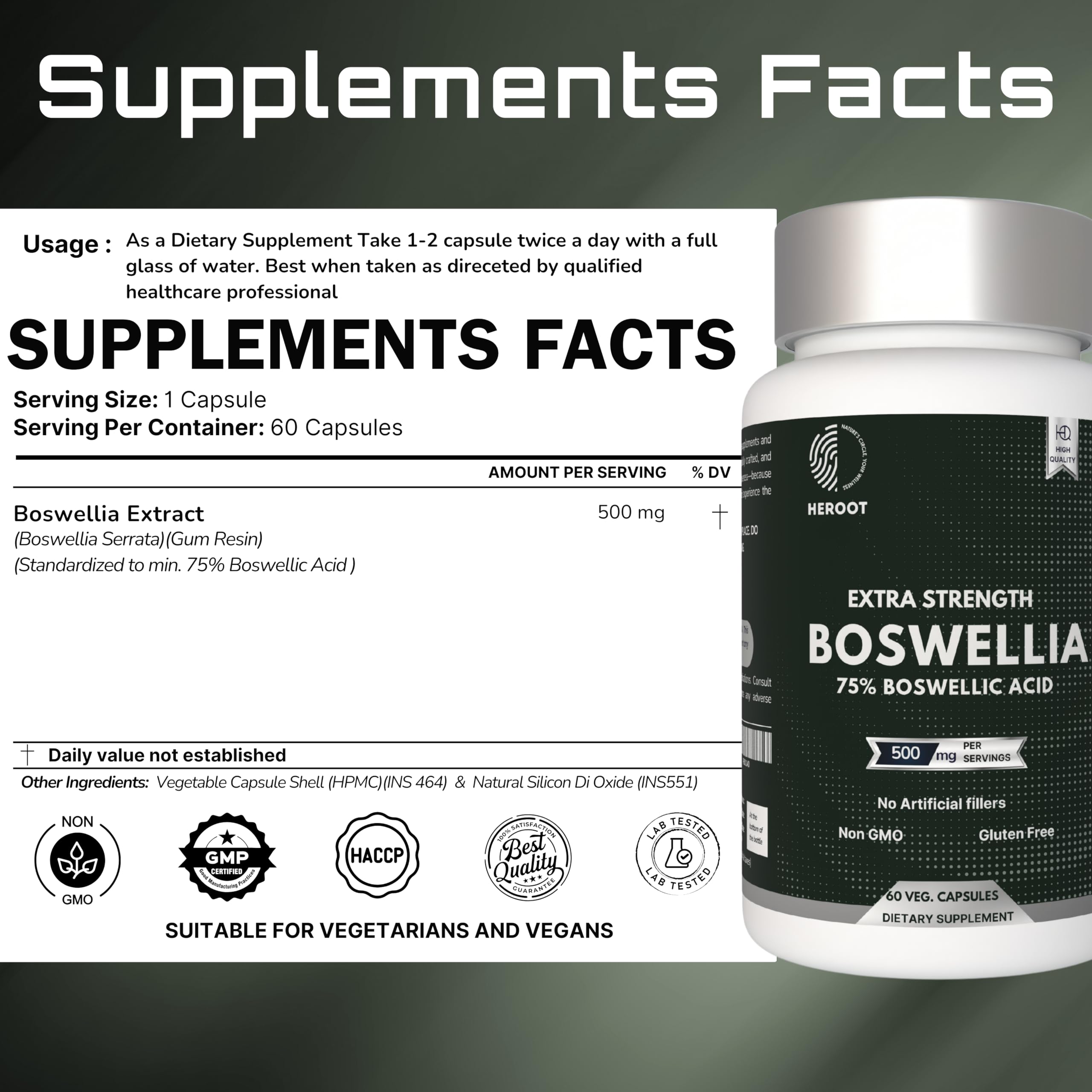 Heroot Boost Joint Mobility with 75% Extra Strength Boswellia Serrata Extract, 120 Capsules Heroot buy supplements canada