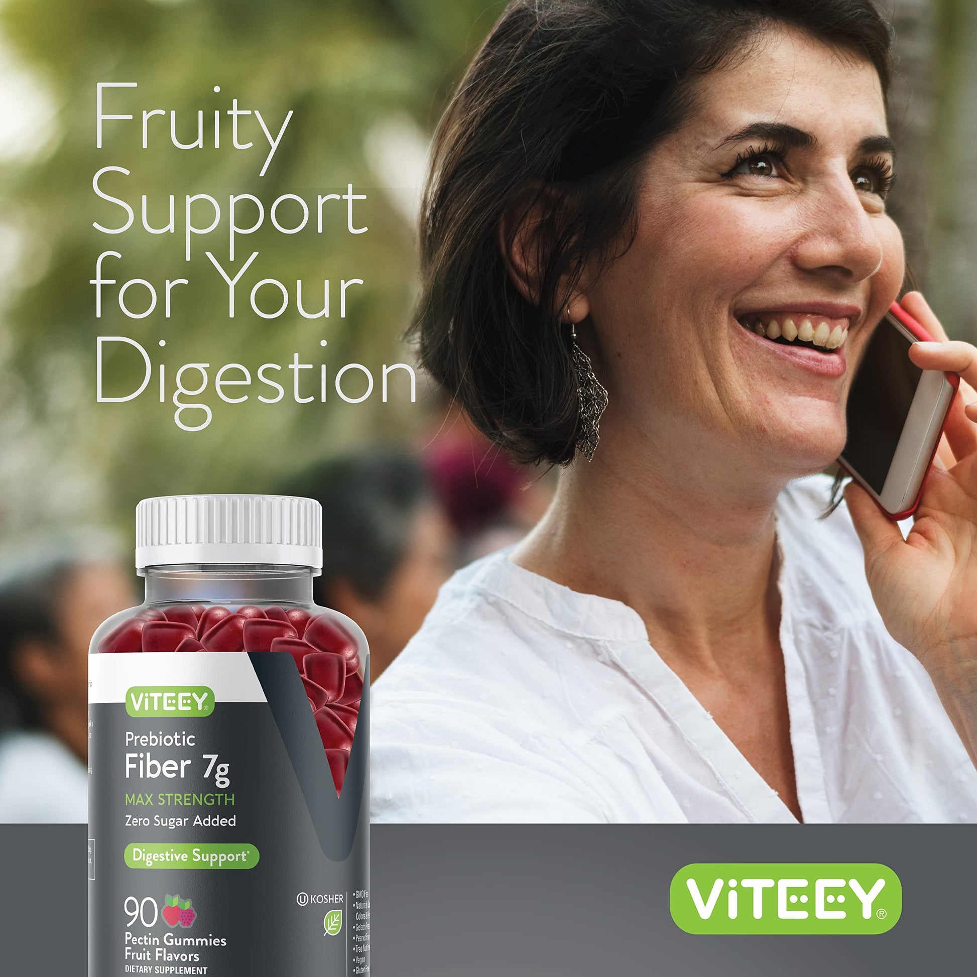 Prebiotic Fiber Gummies 7G Extra Strength [Zero Sugar Added] Digestive Heath Regularity Viteey buy supplements canada