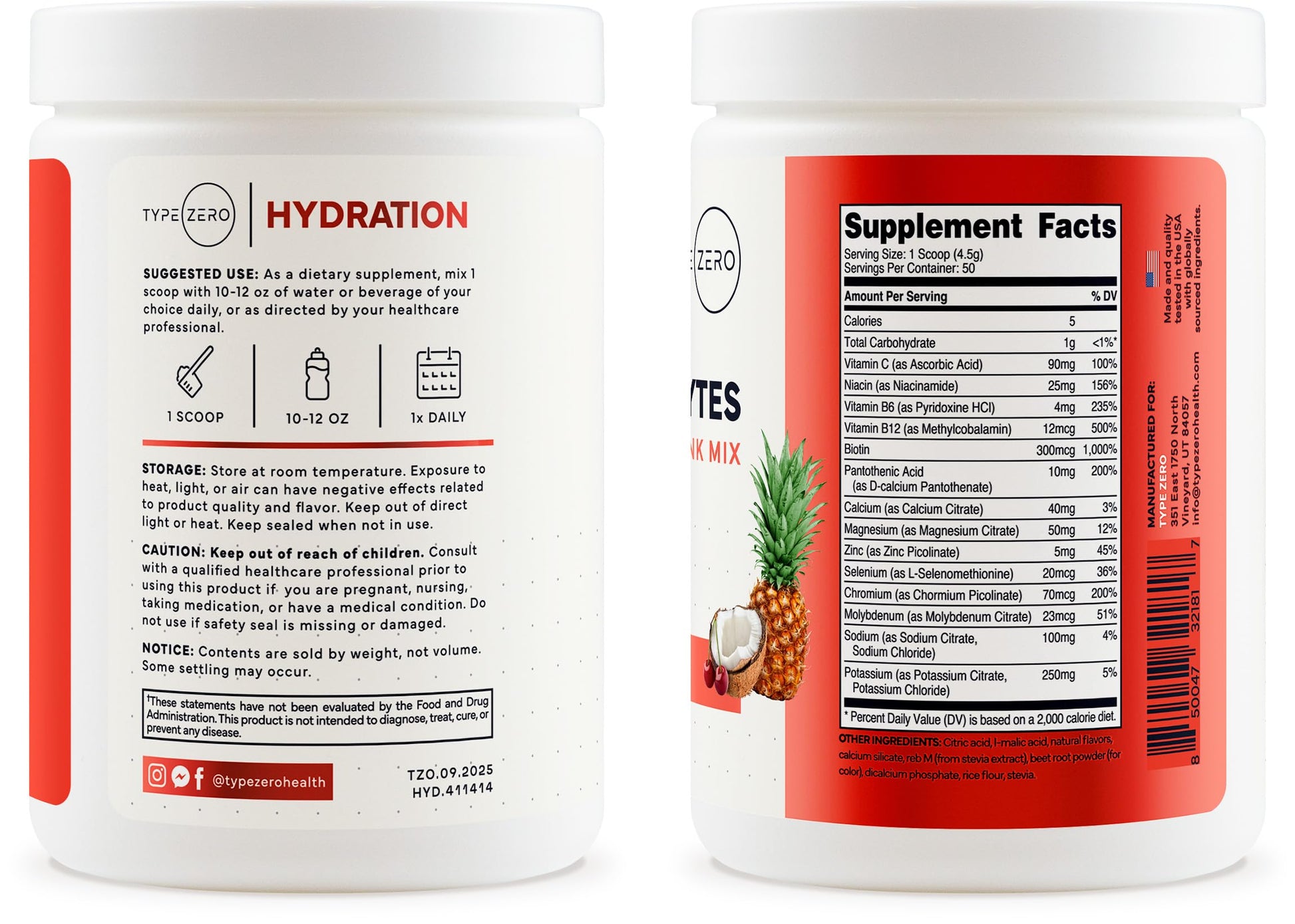 Type Zero Clean Electrolytes Hydration Powder Drink Mix + 14 Essential Vitamins & Minerals - Sugar Free, Zero Artificial Ingredients - Fruit Punch, 50 Servings Type Zero buy supplements canada