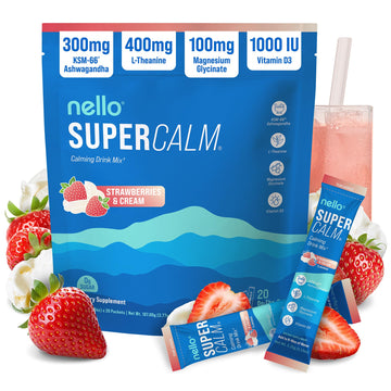 Nello Supercalm Powdered Drink Mix, Cortisol Reducer*, Sleep Aid Supplement, L Theanine, Ksm-66 Ashwagandha, Magnesium Glycinate, Vitamin D 3, No Sugar Nello buy supplements canada