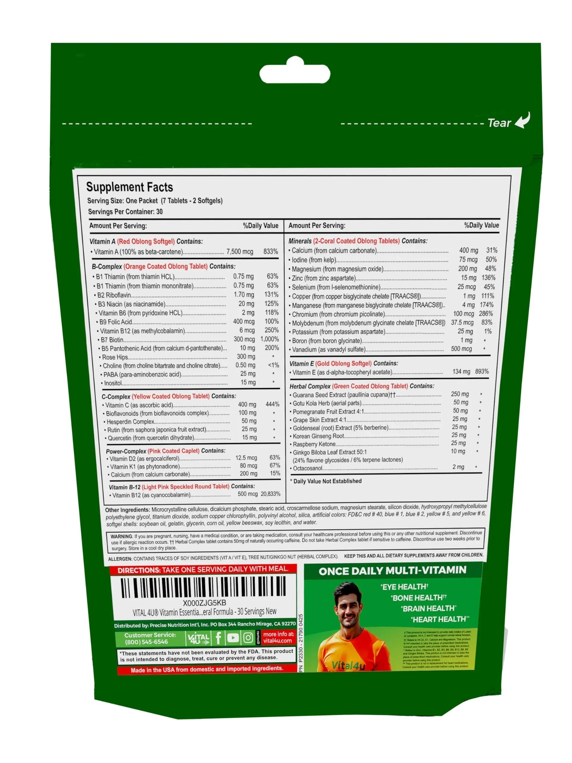 VITAL 4U® Vitamin Essentials - Daily Multivitamin for Both Men and Women, Immune Support, Multimineral Formula - 30 Servings VITAL 4U buy supplements canada