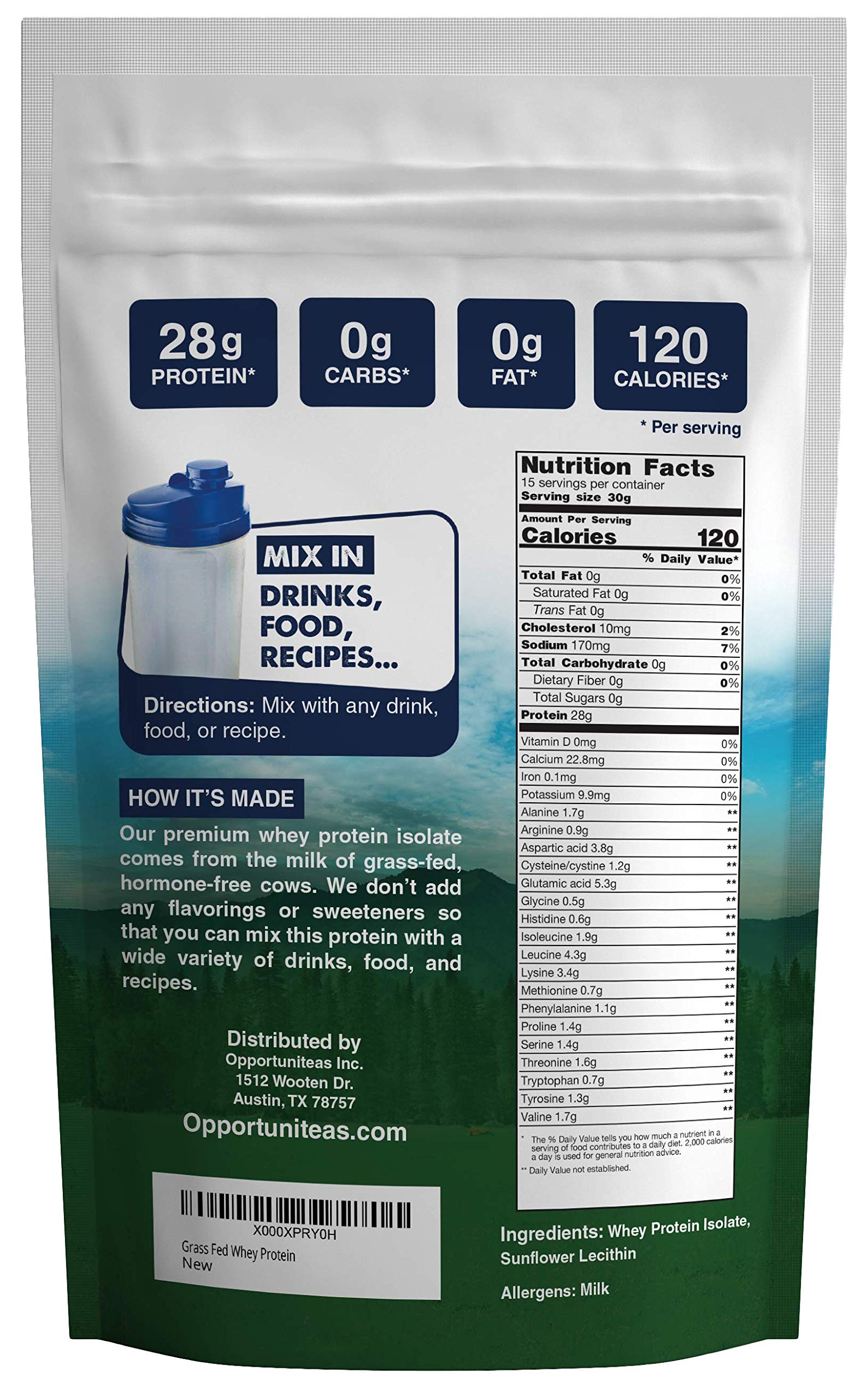 Opportuniteas Grass Fed Whey Protein Isolate Powder - Unflavored Whey Protein Isolate Opportuniteas buy supplements canada