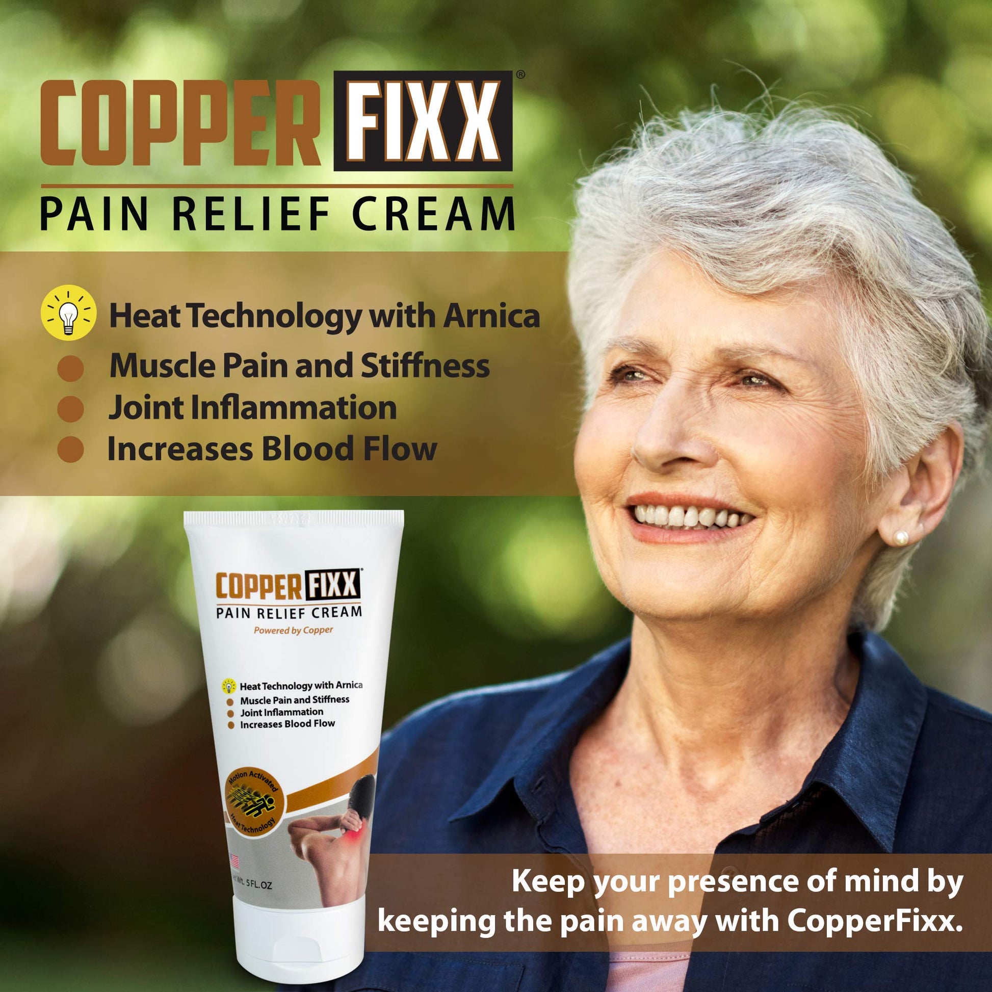 CopperFixx Pain Relief Cream, 5 Fl Oz Tube Powered by Copper with Heat Technology Arnica for Muscle & Stiffness Joint Inflammation, Knee, Back, Shoulder Arthritis Pain. Fast Acting, CF03028 CopperFixx buy supplements canada