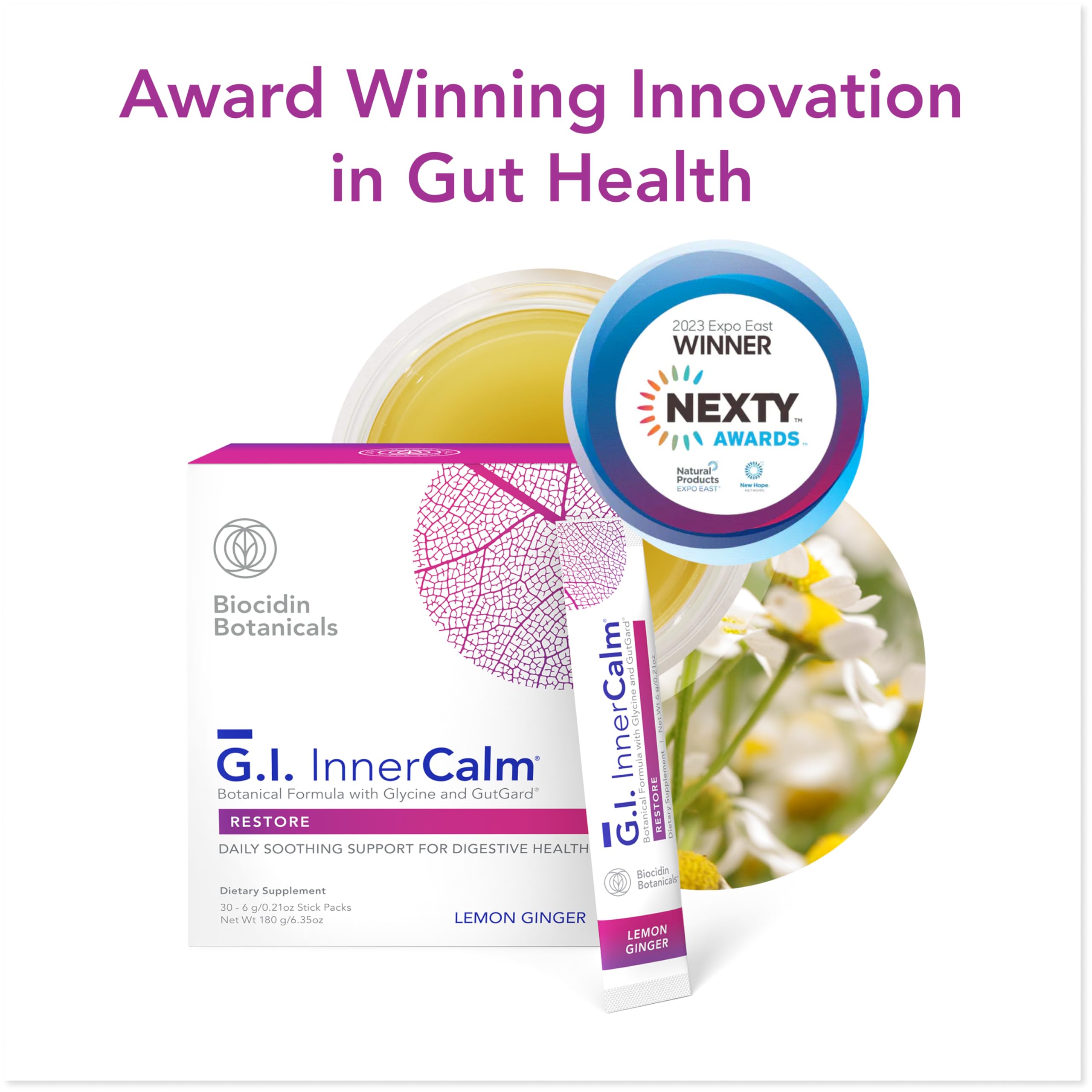 Bio-Botanical Research Biocidin Drink Mix - GI InnerCalm - Support Digestive Health, GI Detox, Healthy Mood & Sense of Relaxation - Soothing Formula with Glycine & No Glutamine (30 Stick Packs) Bio-Botanical Research buy supplements canada