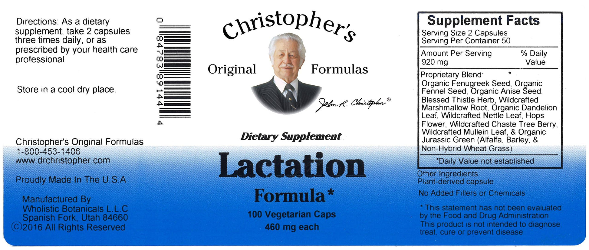 Christopher's Original Formulas Lactation Formula, 100 Capsules (Pack of 2) Christopher's Original Formulas buy supplements canada