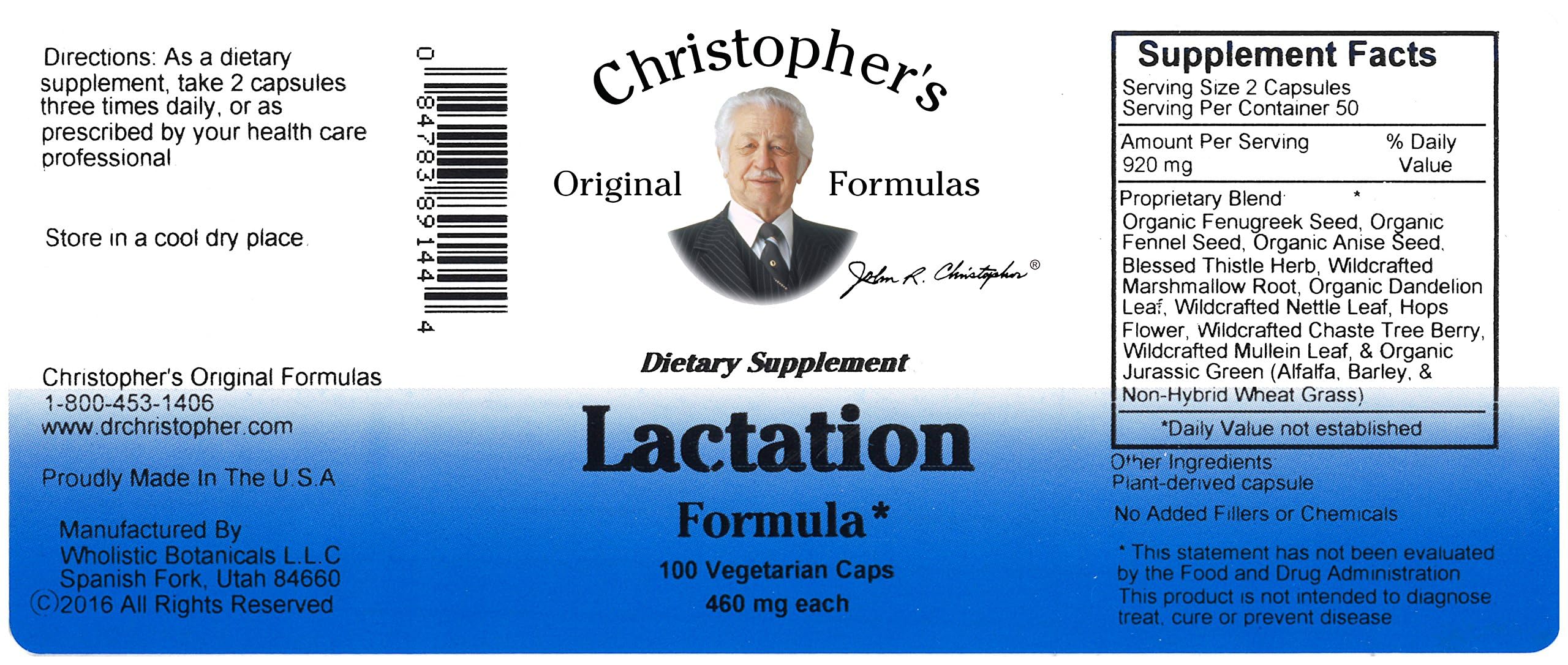 Christopher's Original Formulas Lactation Formula, 100 Capsules (Pack of 2) Christopher's Original Formulas buy supplements canada