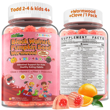 Toddler 2-4 & Kids 4+ Para Clean Gut Health Gummies w/Black Walnut, Wormwood, Clove, Pumpkin Seeds, Vitamin C, D3, Zinc, Digestive Supplement for Natural Gut Cleanse, Kids Immune Support (60cts) EnvyCure buy supplements canada