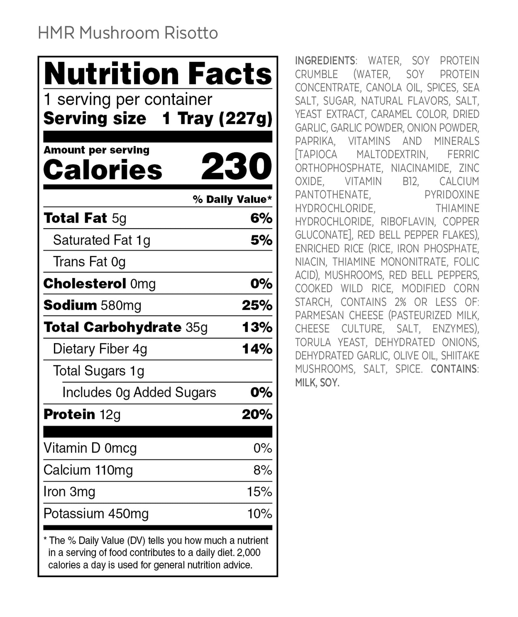 HMR Mushroom Risotto Entrée | Pre-packaged Lunch or Dinner to Support Weight Loss HMR buy supplements canada