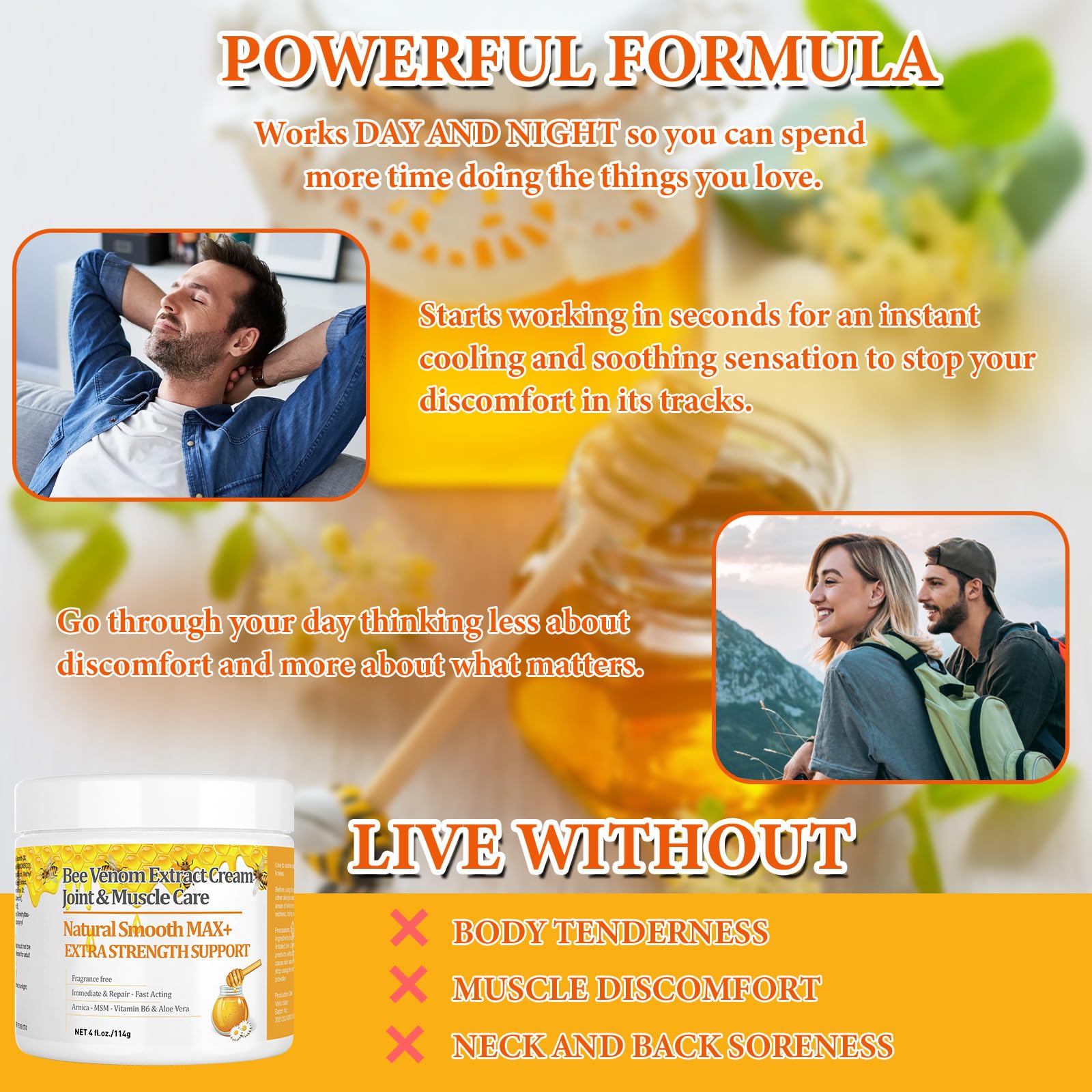 YOKOBBYES Pure Bee Venom Joint, Muscle & Bone Cream, Instant Relief, Back, Neck, Hand, Feet, Knee, Muscle, Shoulder, Ankle, Foot Discomfort, for Adults and The Elderly, YOKOBBYES buy supplements canada