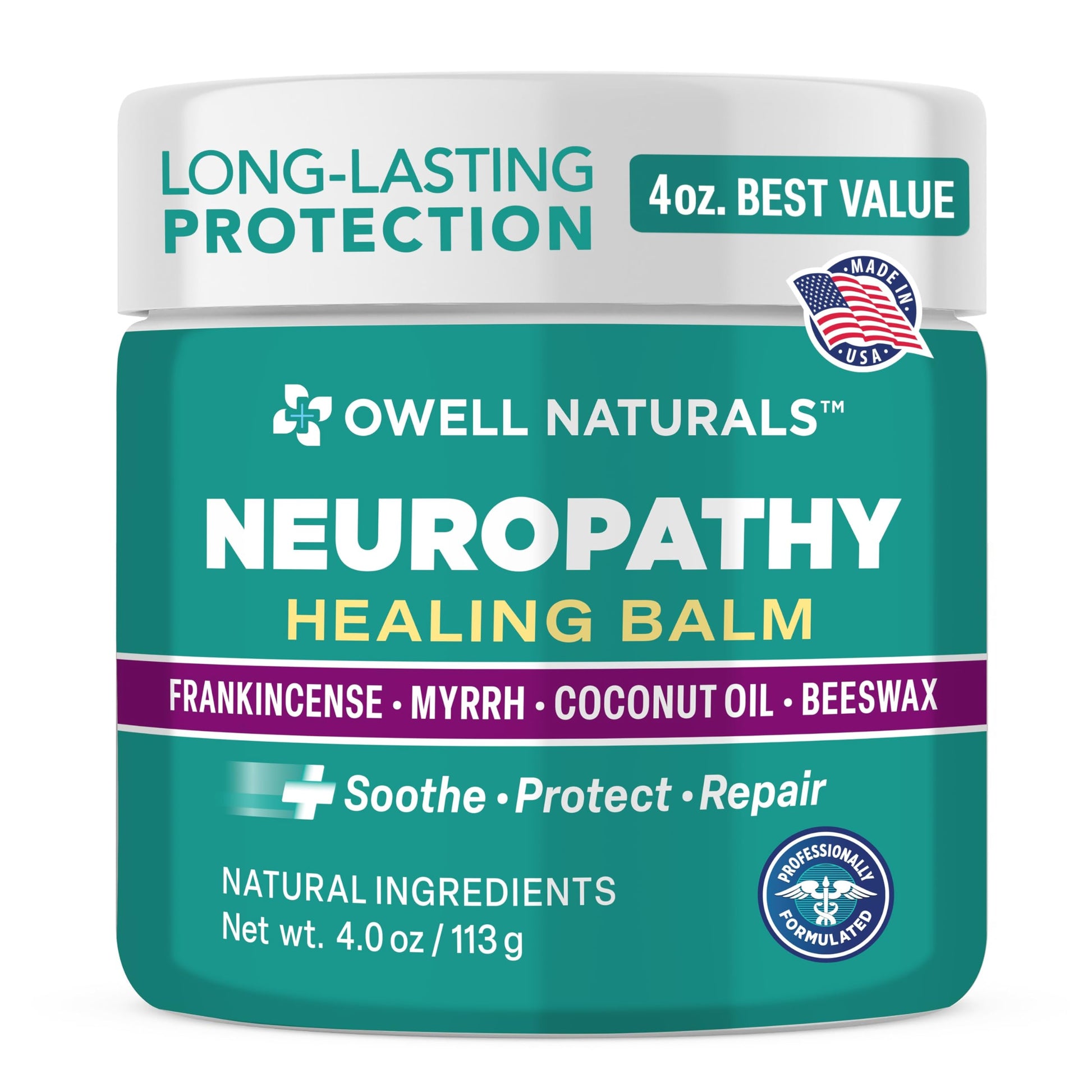 OWELL NATURALS Neuropathy Healing Balm, Fast Acting, with Frankincense, Myrrh, Coconut Oil & Beeswax, Natural Ingredients – Soothe, Protect & Repair, 4 oz (Pack of 1) Owell Naturals buy supplements canada