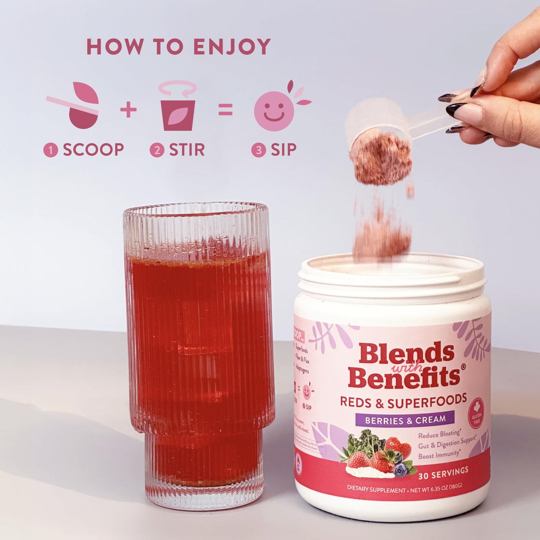 360 Nutrition Blends with Benefits Reds & Superfoods for Natural Antioxidants and Polyphenols, with Fruits & Veggies, Probiotics Digestion, Daily Energy - Berries & Cream - 30 Servings 360 Nutrition buy supplements canada