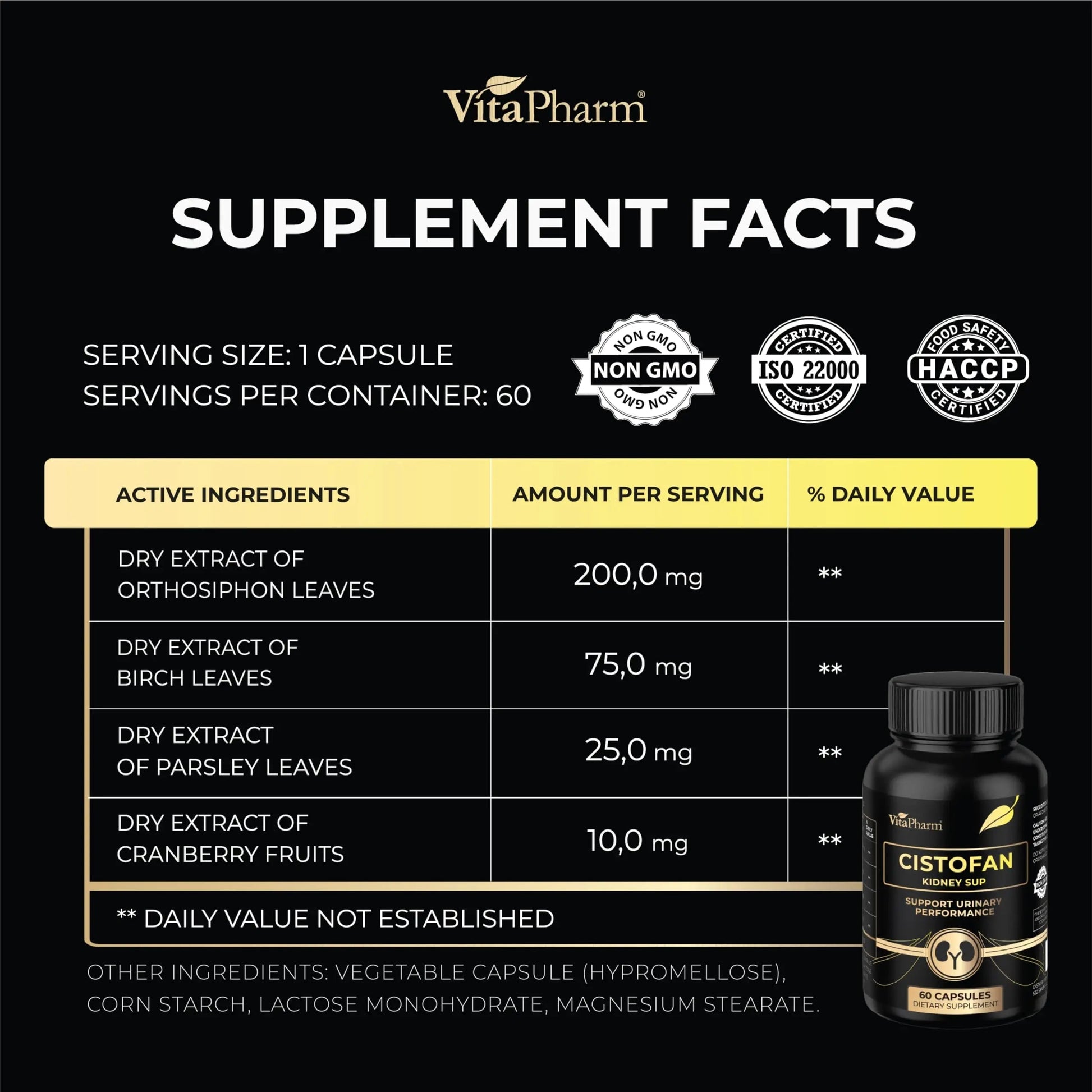 CISTOFAN Kidney Support Supplement – Herbal Formula with Java Tea, Birch Leaf, Parsley & Cranberry – Supports Urinary Tract & Kidney Function – Natural Diuresis – 60 Capsules – Non-GMO – Made in EU VitaPharm buy supplements canada