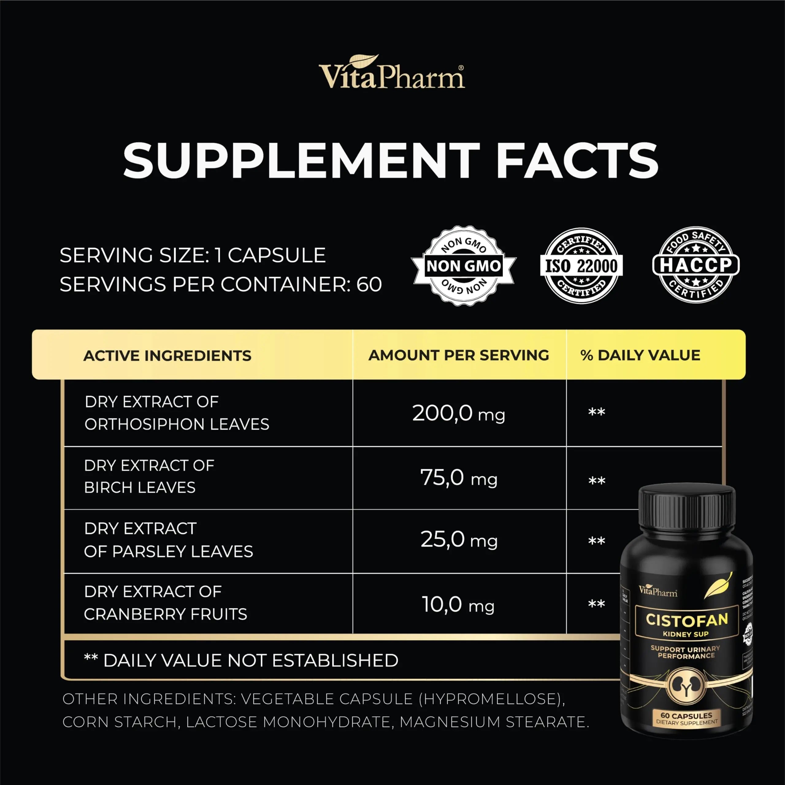 CISTOFAN Kidney Support Supplement – Herbal Formula with Java Tea, Birch Leaf, Parsley & Cranberry – Supports Urinary Tract & Kidney Function – Natural Diuresis – 60 Capsules – Non-GMO – Made in EU VitaPharm buy supplements canada