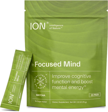 ION* Intelligence of Nature Focused Mind Nootropic Powder Drink Mix - Brain Boost Nootropic Drink with Matcha for Memory, Focus & Relaxation, Brain Supplement for Men & Women, Adults - 20 Packets ION* Intelligence of Nature buy supplements canada