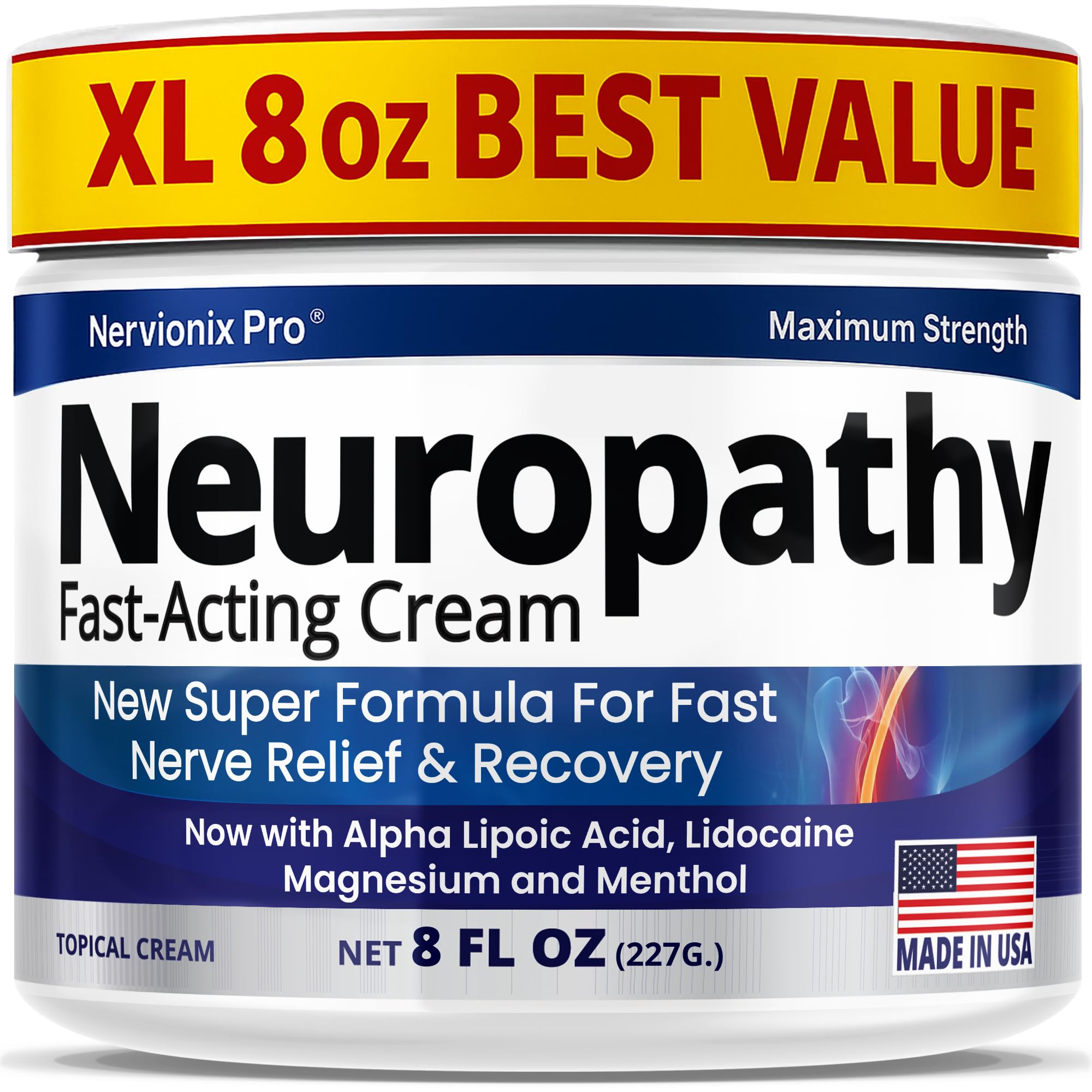 Neuropathy Nerve Relief Cream – Extra Large 8 oz – Maximum Strength for Feet Hands Legs Toes Back – Natural Ingredients Arnica Aloe Vera MSM Vitamins – Fast-Acting Soothing Relief – Super Value 8 oz Nuturna buy supplements canada