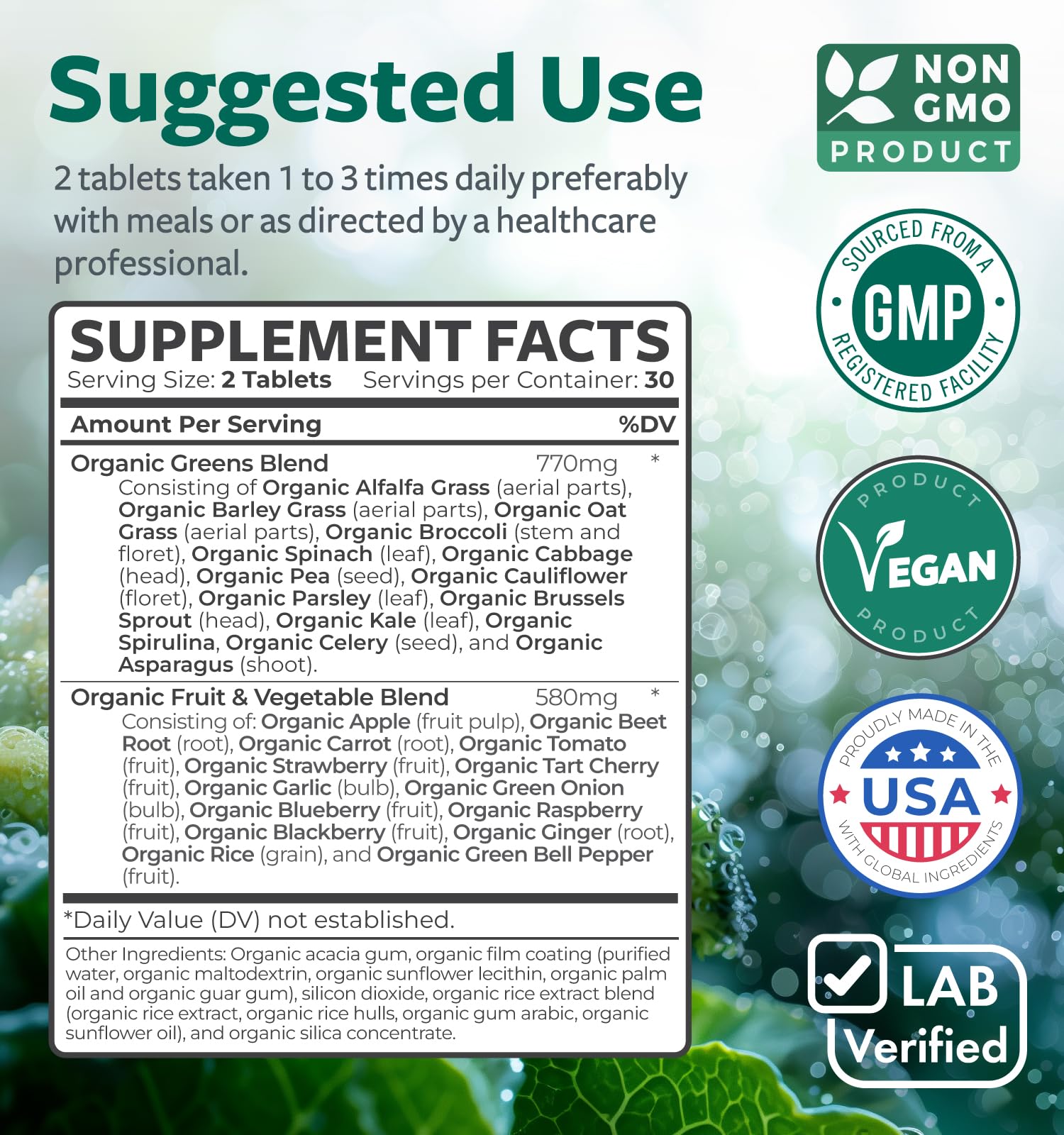 USDA Organic Super Greens Supplement - Organic Greens Fruits and Vegetable Supplement for Adults with 28 Superfood Complex with Superfruits Roots Herbs & More - Vegan & Non-GMO (Up to 1 Month Supply) Healths Harmony buy supplements canada