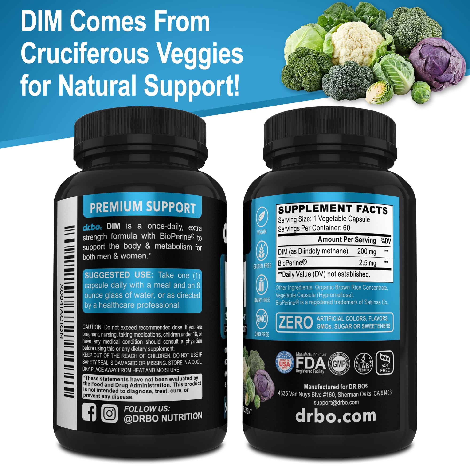 DIM Supplement for Women & Men 200mg - Androgen Estrogen Blocker for Men & Women, Hormonal Acne Pills, Hormone Balance, Menopause Support, Diindolylmethane DIM Supplement Plus BioPerine - 60 Capsules DR. BO buy supplements canada