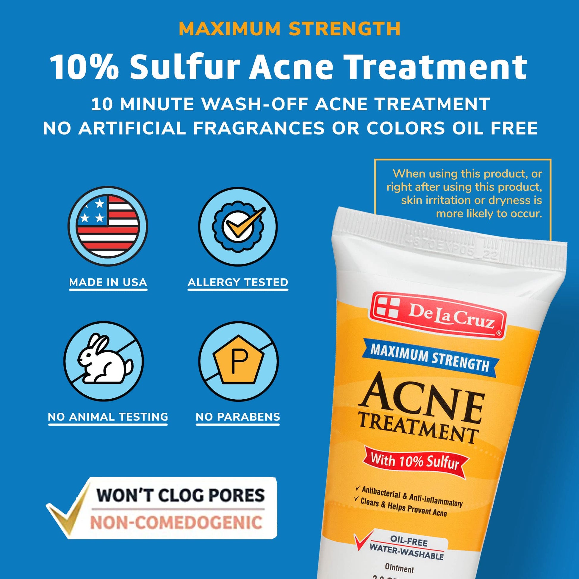 De La Cruz Sulfur Ointment - Cystic Acne Treatment for Face and Body - Daily 10 Min Spot Treatment Mask - Safe and Effective Game Changing Hormonal Acne De La Cruz buy supplements canada