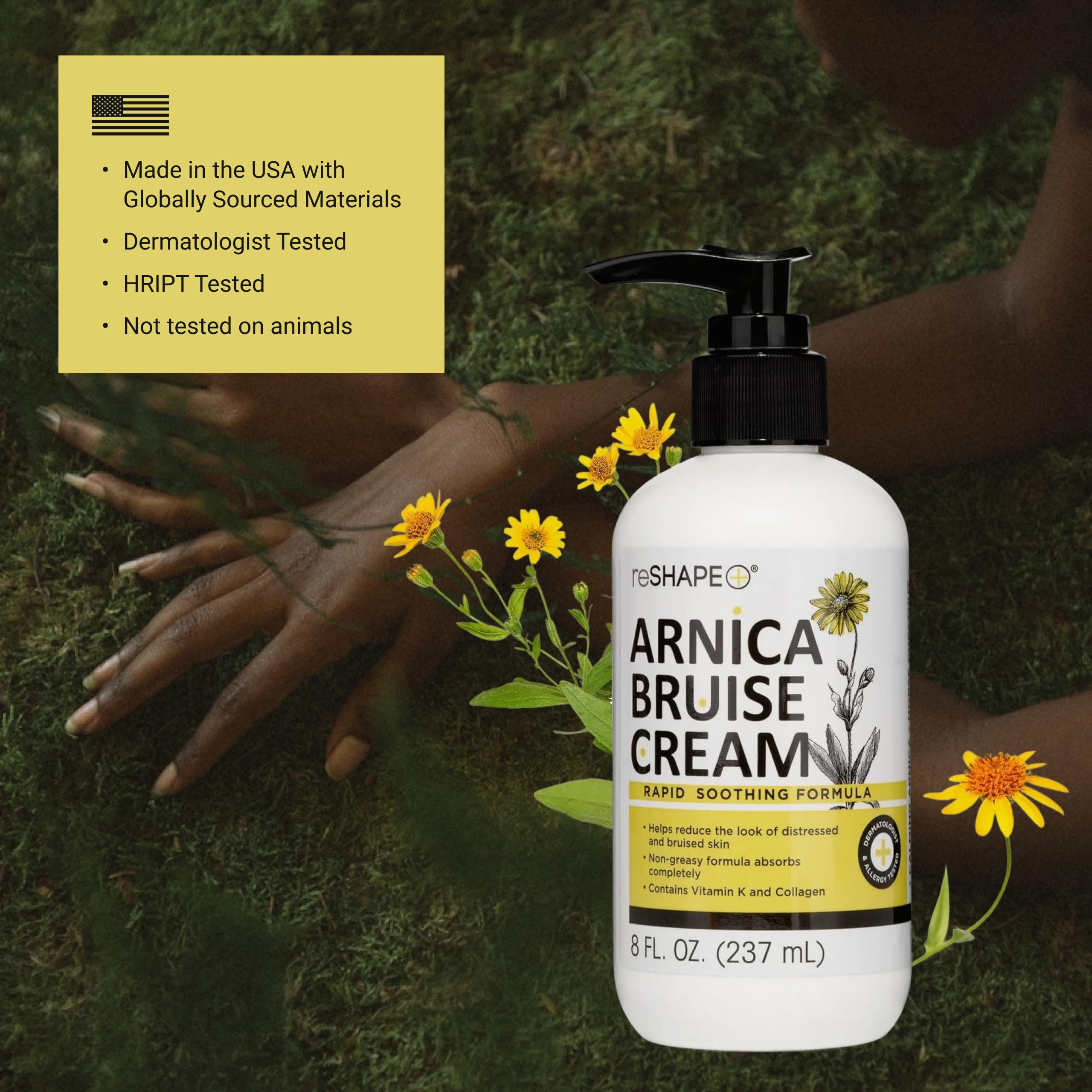 Reshape+ Arnica Bruise Relief Topical Cream For Bruising, Swelling, & Discoloration On Skin, Natural Skin Care Homeopathic Arnica Lotion W/Vitamin K, Horse Chestnut, & Collagen, 8 Fl Oz (2-Pack) Reshape+ buy supplements canada