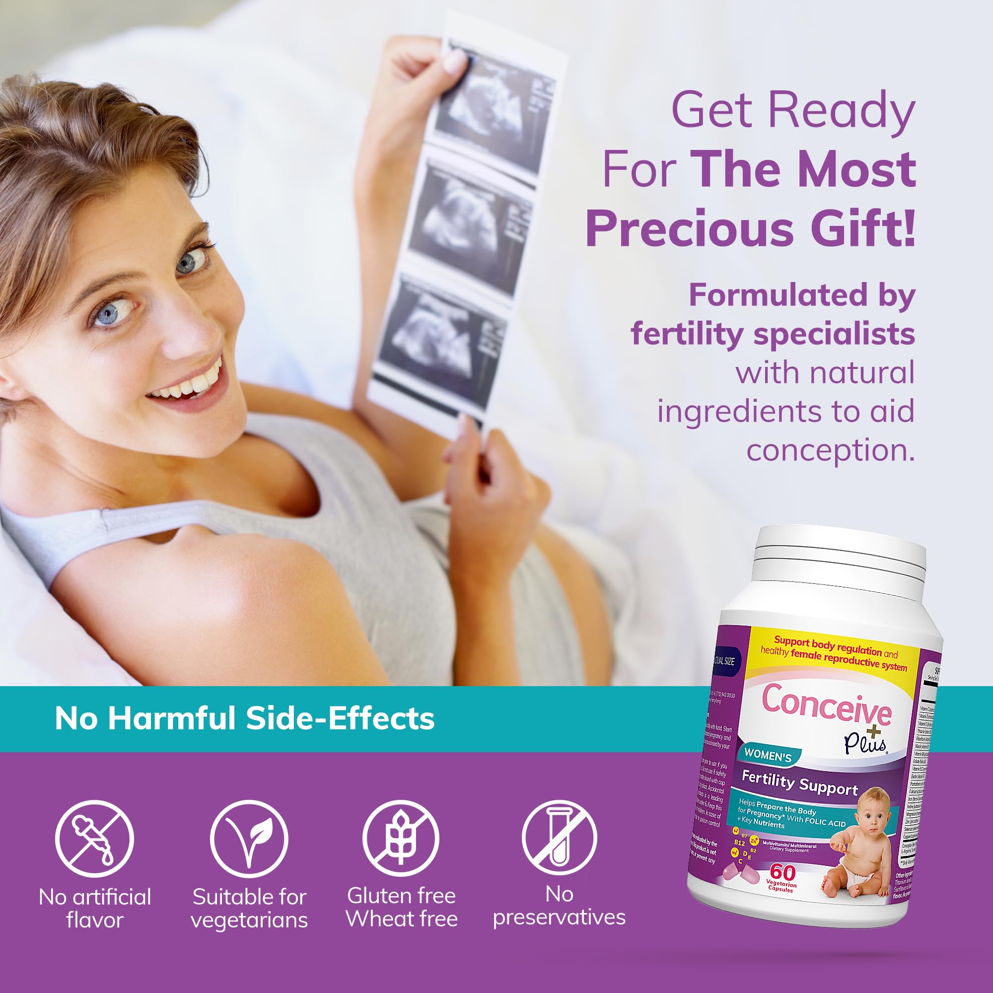 CONCEIVE PLUS Womens Fertility Support – Prenatal Multivitamin for Trying to Get Pregnant – Conception Blend, Hormonal Balance, Folate, Zinc, Thiamin, Riboflavin, Biotin – Non-GMO, Vegan – 30 Days CONCEIVE PLUS buy supplements canada