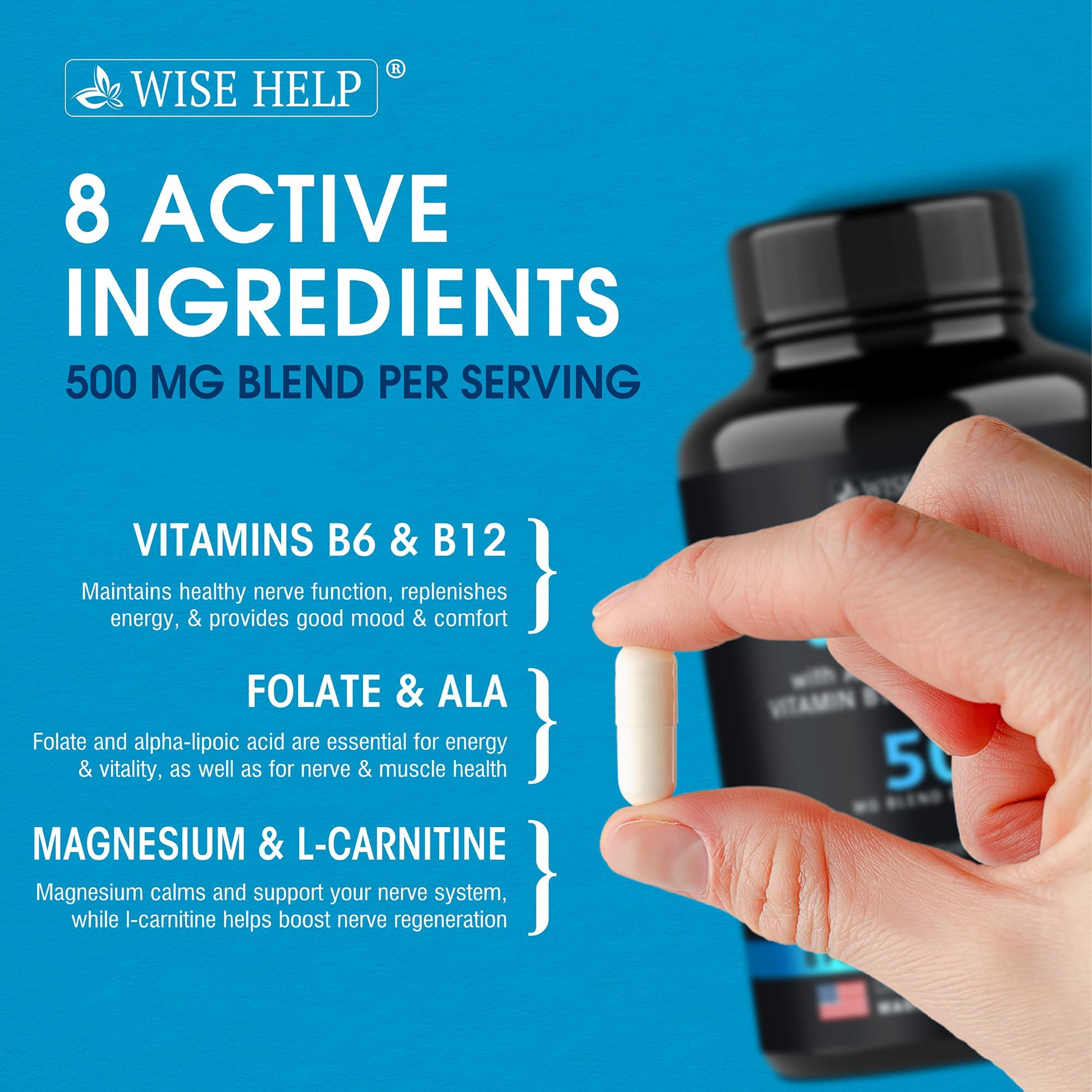 Neuropathy Support Natural Nerve Discomfort Relief - Made in USA - Nerve Antioxidant for Trigeminal Neuralgia, Diabetic & Peripheral Neuropathy - Hands, Neck, Feet & Toes Treatment Formula - Pack of 2 WISEHELP buy supplements canada