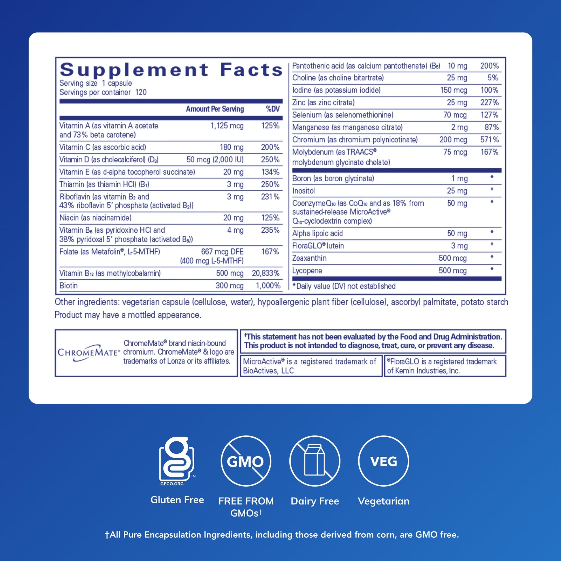 Pure Encapsulations O.N.E. Multivitamin - Once Daily Multivitamin with Antioxidant Complex Metafolin, CoQ10, and Lutein to Support Vision, Cognitive Function, and Cellular Health* - 120 Capsules Pure Encapsulations buy supplements canada