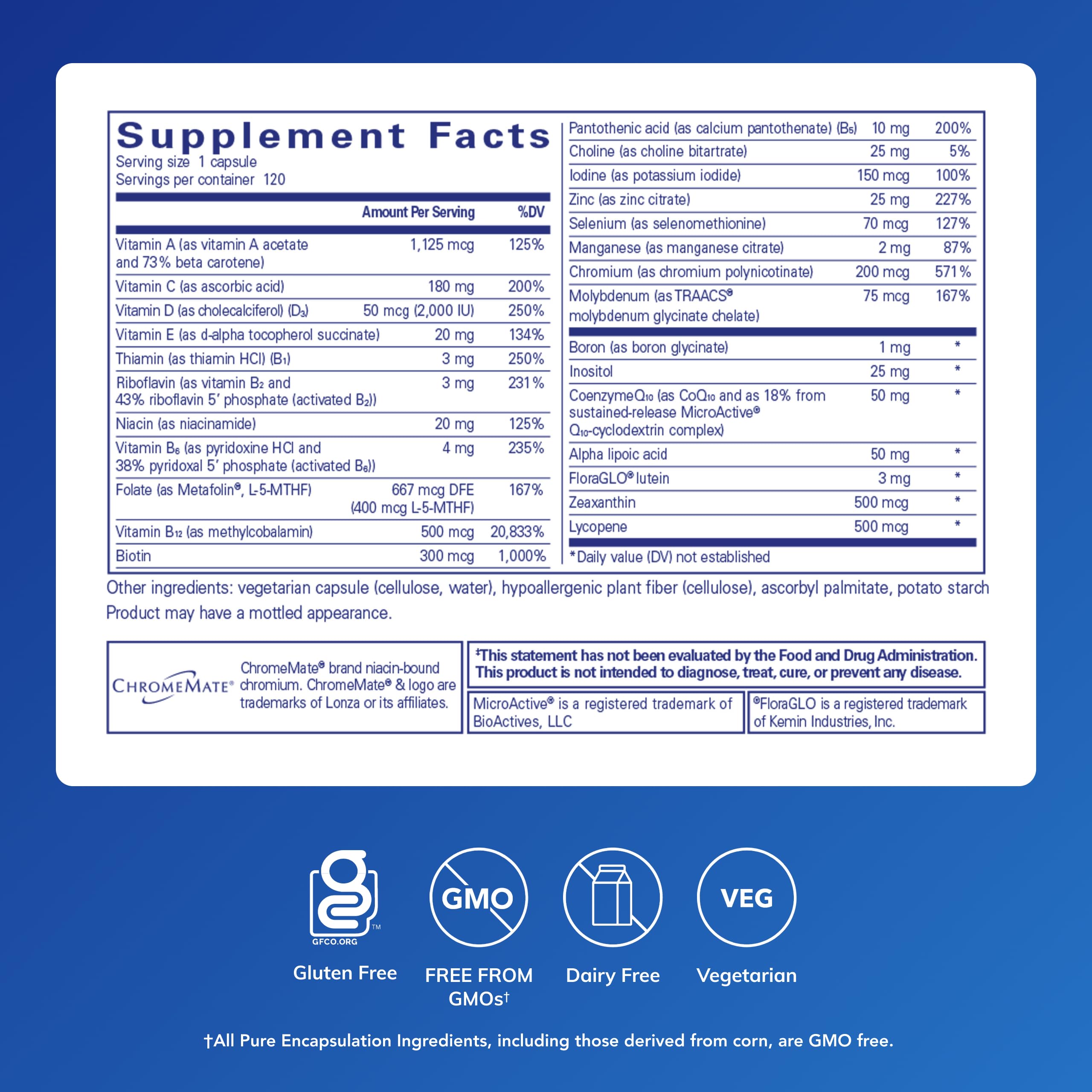 Pure Encapsulations O.N.E. Multivitamin - Once Daily Multivitamin with Antioxidant Complex Metafolin, CoQ10, and Lutein to Support Vision, Cognitive Function, and Cellular Health* - 120 Capsules Pure Encapsulations buy supplements canada