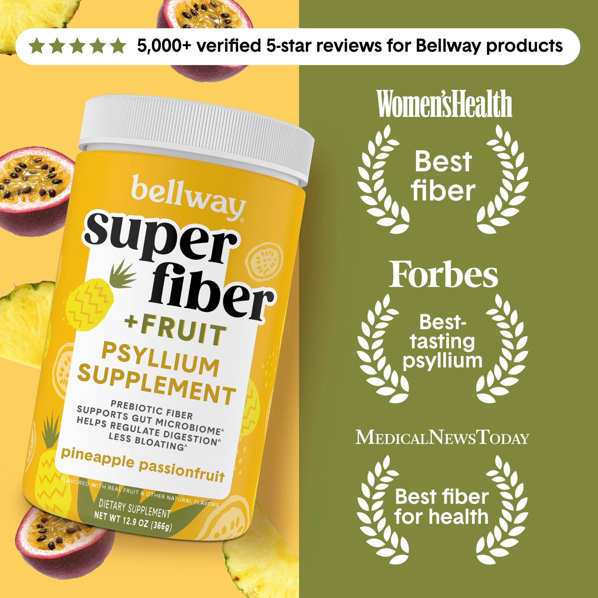 Bellway Super Fiber Powder + Fruit, Sugar Free Organic Psyllium Husk Powder Fiber Supplement for Regularity, Bloating Relief & Digestive Health, Plant-Based, Bellway buy supplements canada