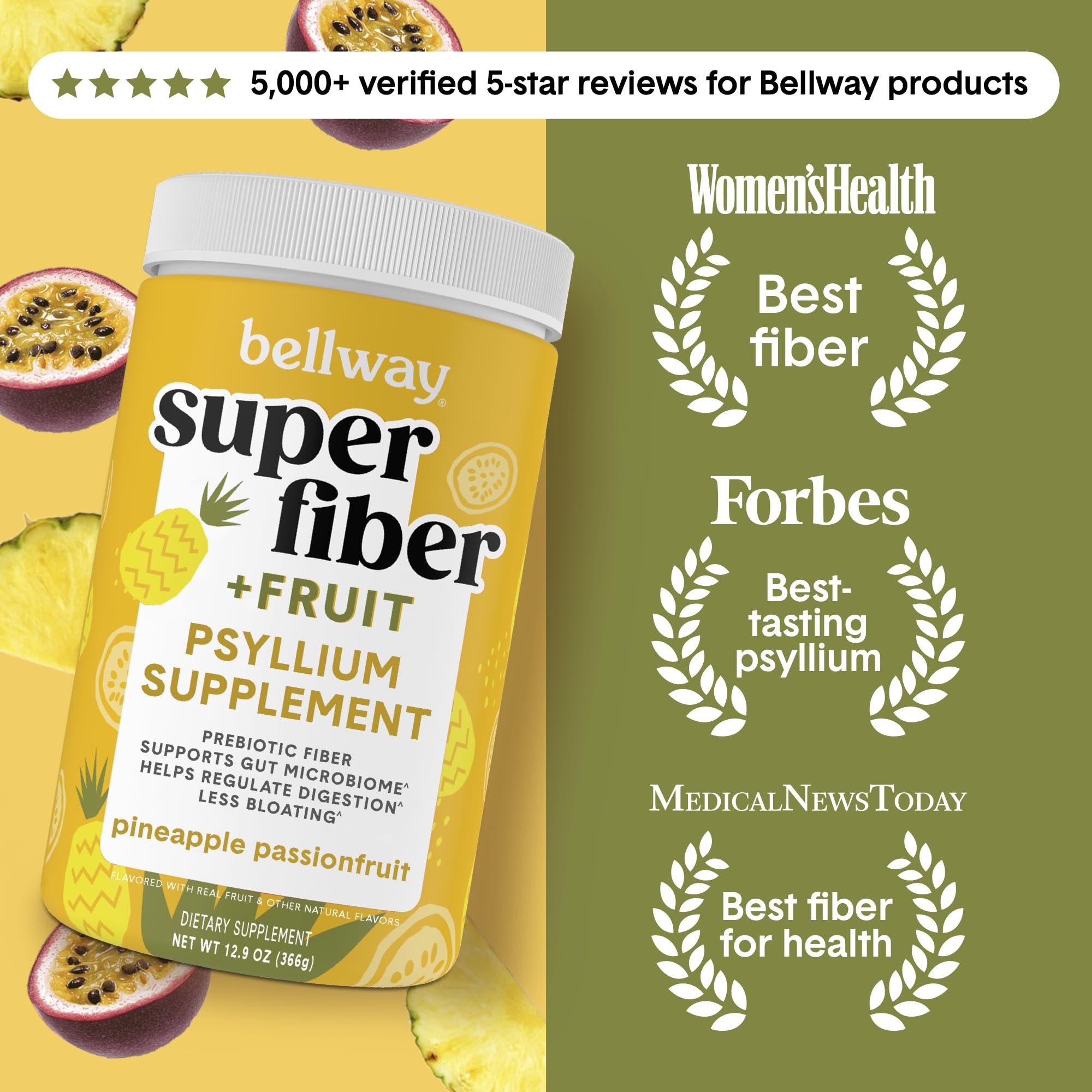 Bellway Super Fiber Powder + Fruit, Sugar Free Organic Psyllium Husk Powder Fiber Supplement for Regularity, Bloating Relief & Digestive Health, Plant-Based, Bellway buy supplements canada