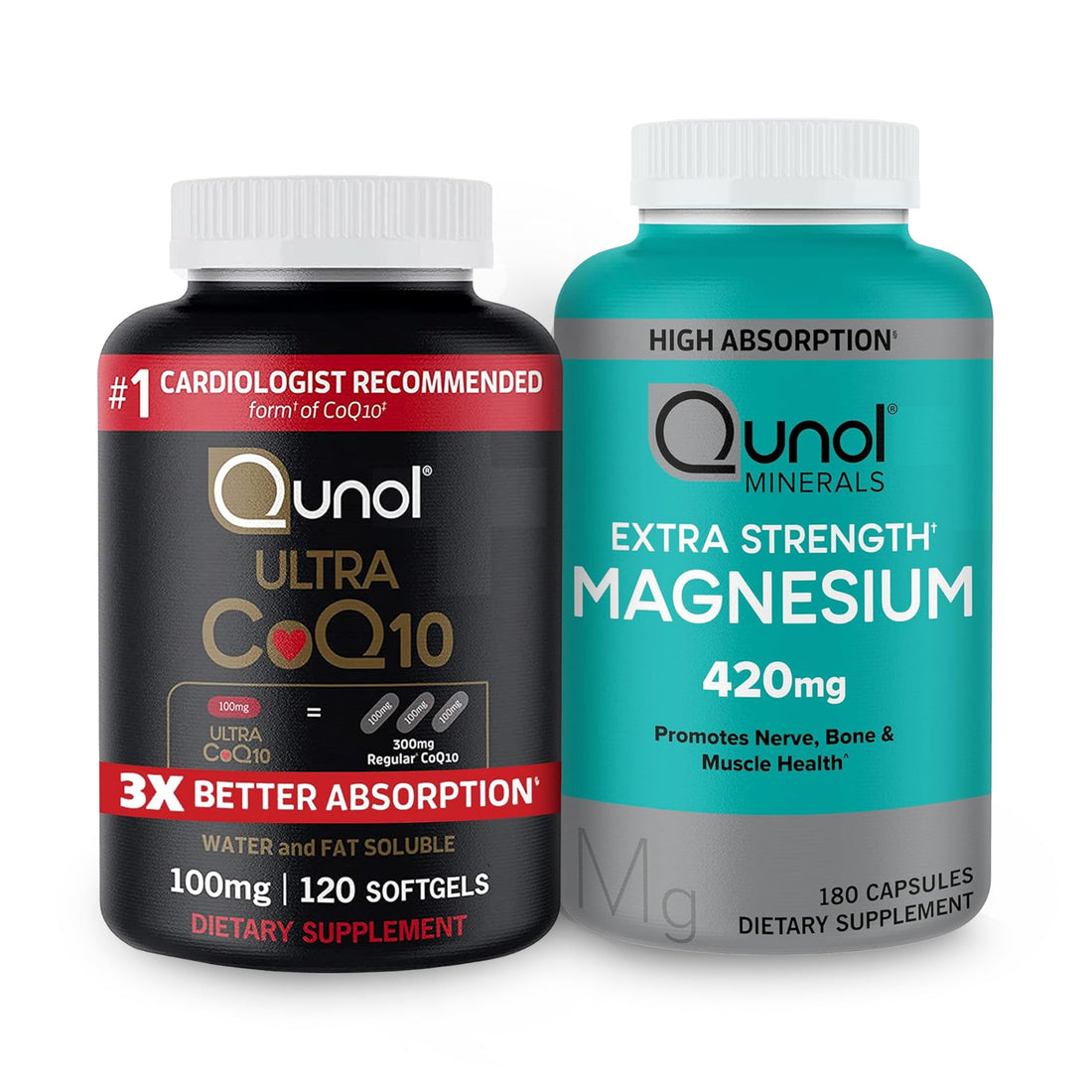 Qunol CoQ10 100mg Softgels, 3X Better Absorption 4 Month Supply + 120 Count Magnesium Qunol buy supplements canada