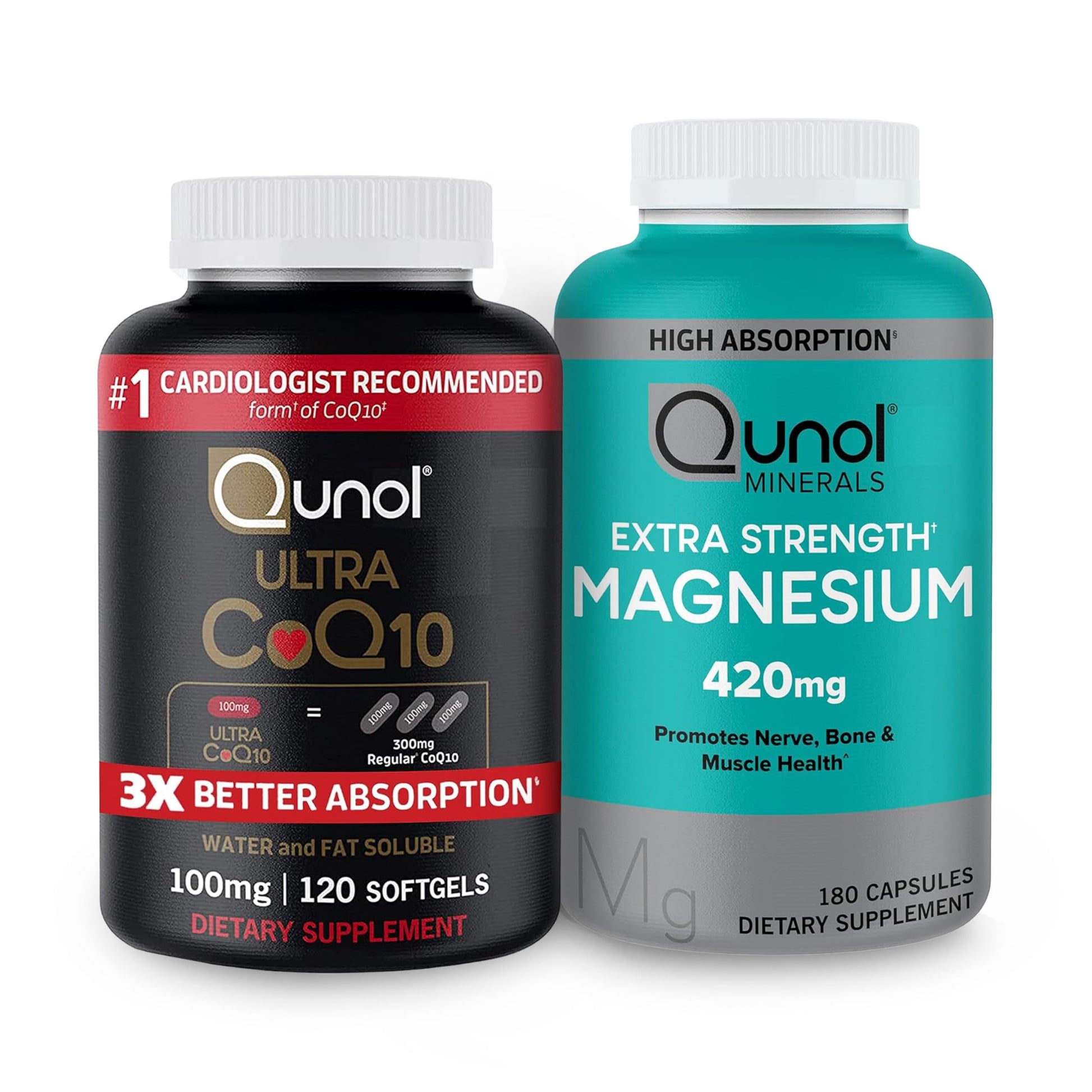 Qunol CoQ10 100mg Softgels, 3X Better Absorption 4 Month Supply + 120 Count Magnesium Qunol buy supplements canada