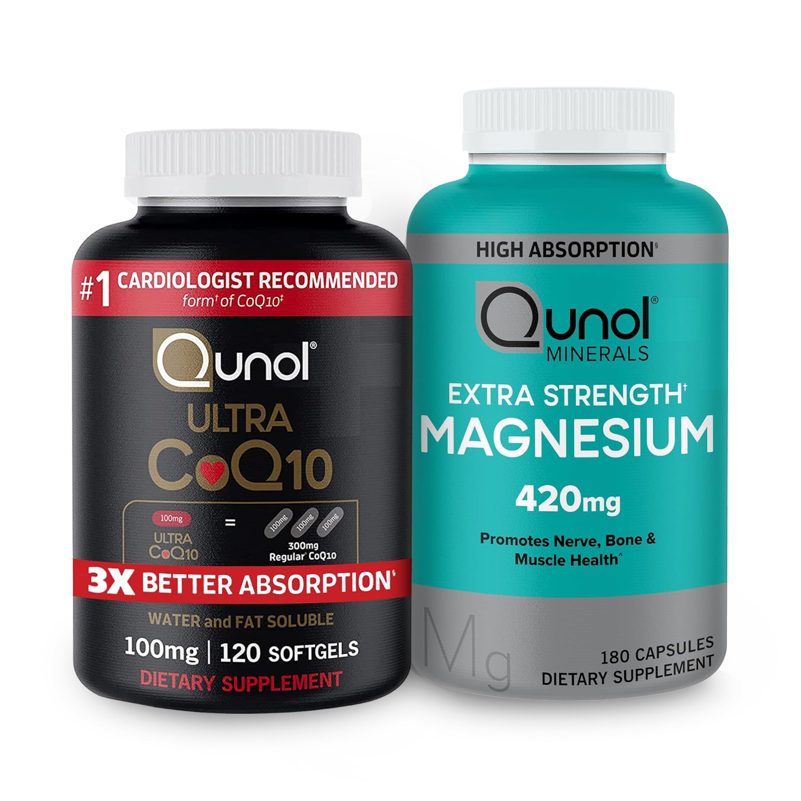 Qunol CoQ10 100mg Softgels, 3X Better Absorption 4 Month Supply + 120 Count Magnesium Qunol buy supplements canada